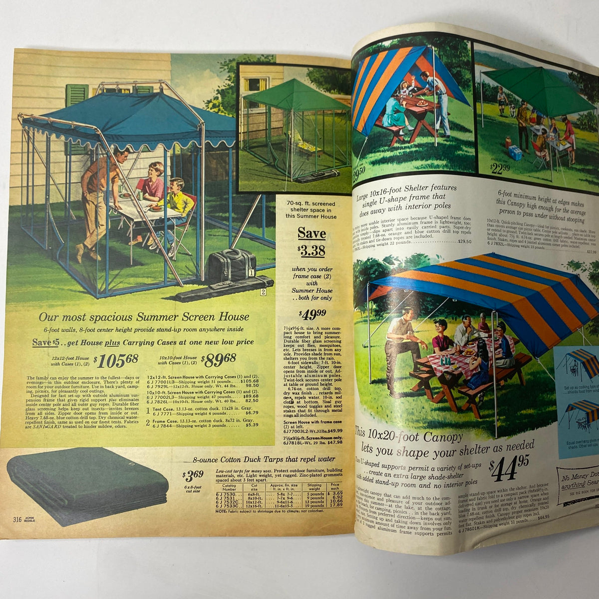 1967 Sears Summer Catalog Way presenting summer tents and canopies designed for outdoor gatherings, emphasizing family-friendly leisure options.