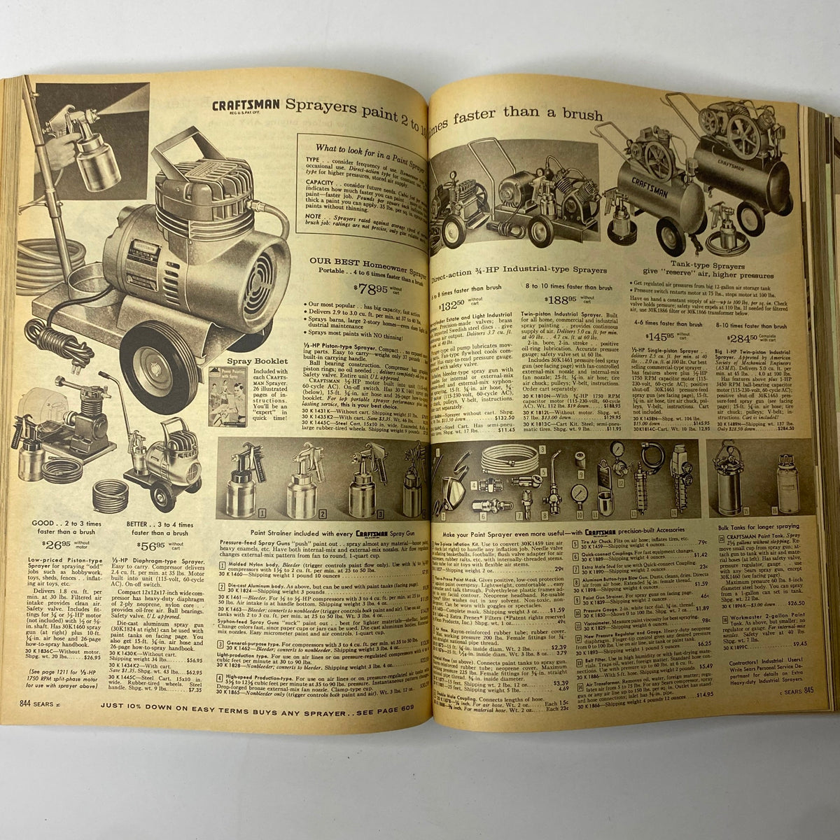 1960 Sears Roebuck and Co. Illinois Spring through Summer Catalog featuring Craftsman Sprayers with detailed specifications and prices for painting equipment.