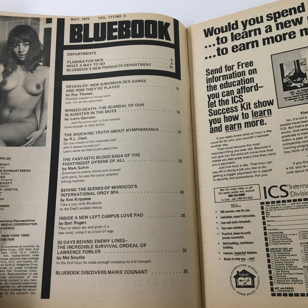 Vintage BlueBook Magazine May 1972 The Shocking Truth About Nymphomania No Label