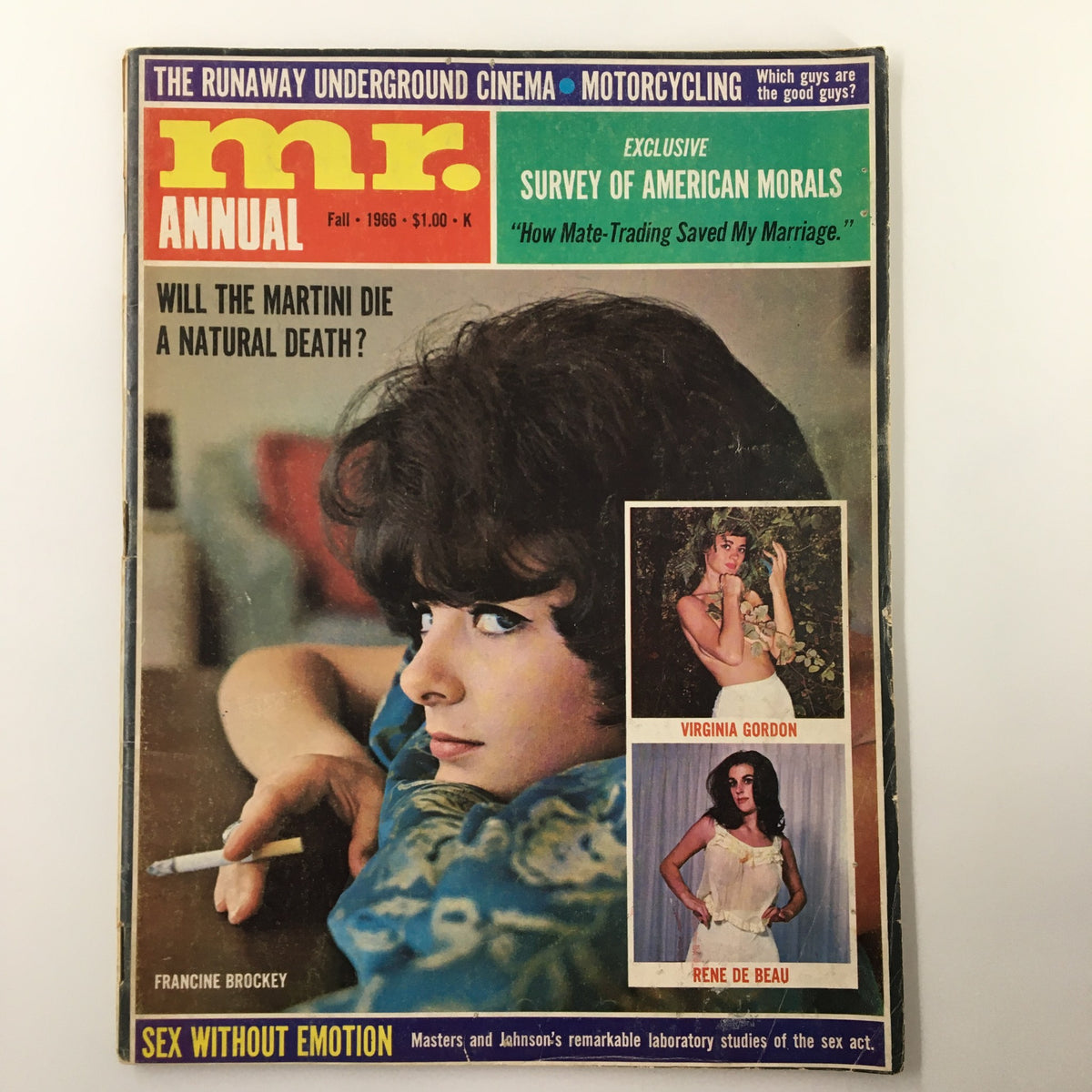 Cover of VTG Mr. Annual Magazine Fall 1966 featuring Francine Brockey, Virginia Gordon, and René de Beau, showcasing vintage style and culture from the 1960s.