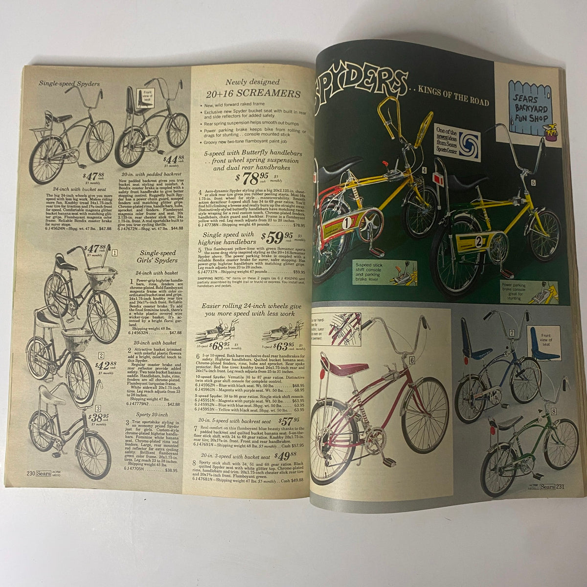 1969 Sears Roebuck and Co. Summer Catalog showcasing various bicycles with prices and descriptions, capturing the vintage charm of summer leisure activities.