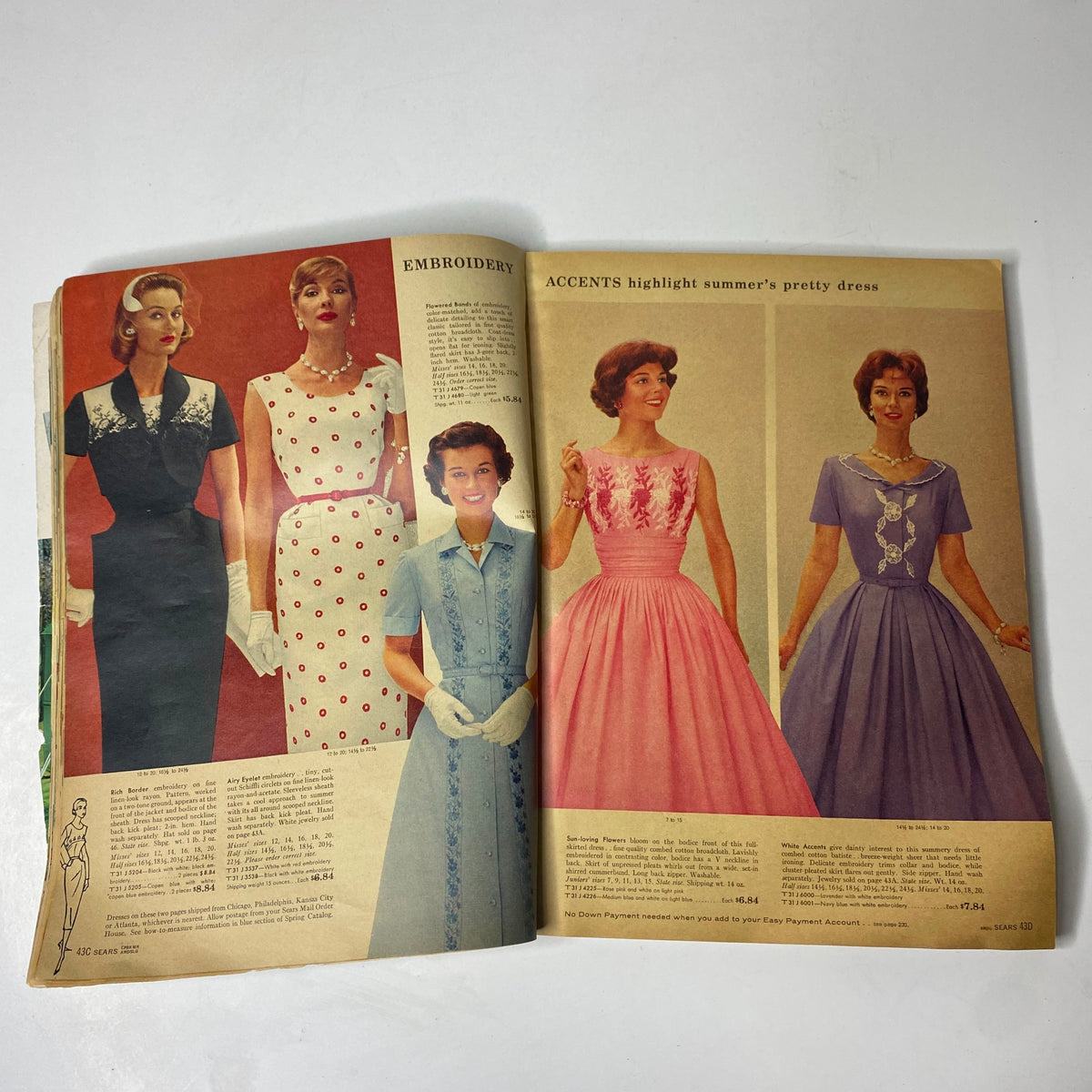 Interior page from the 1959 Sears Roebuck and Co. Summer Sale Book Catalog displaying elegant summer dresses, illustrating vintage fashion trends from the 1950s.