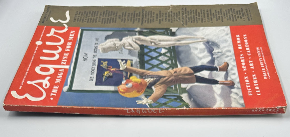 Esquire Magazine January 1942 angled view highlighting the cover art with a character in winter attire and a whimsical background, representing Varga Esky's artwork.