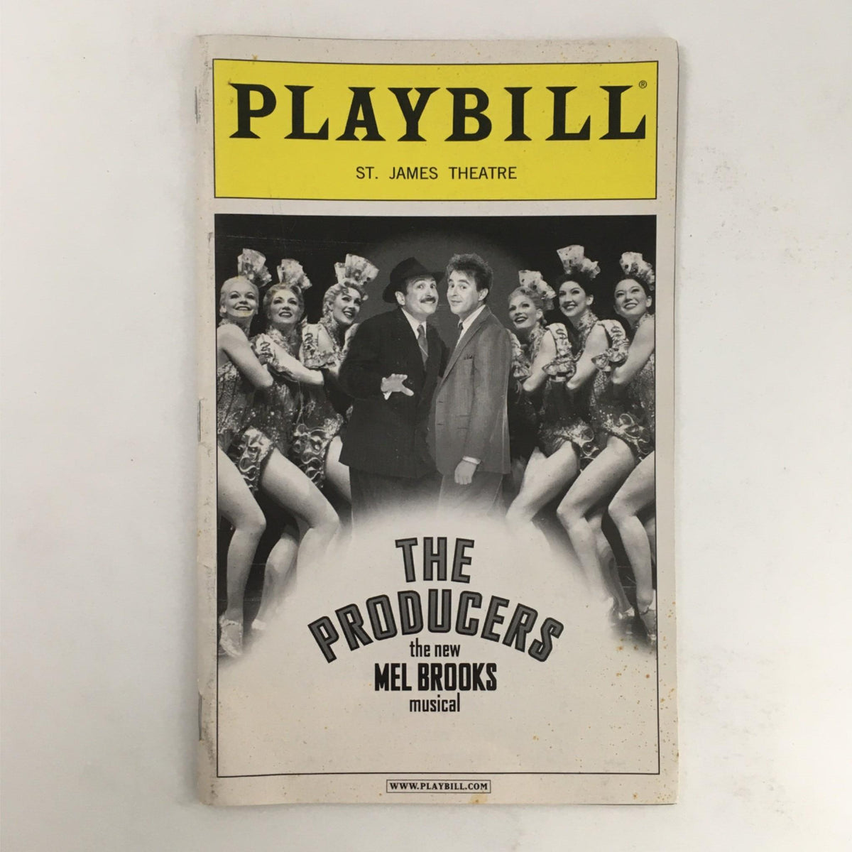 2003 Playbill for The Producers, featuring the cast and artistic team at St. James Theatre, showcasing the legendary Mel Brooks musical.