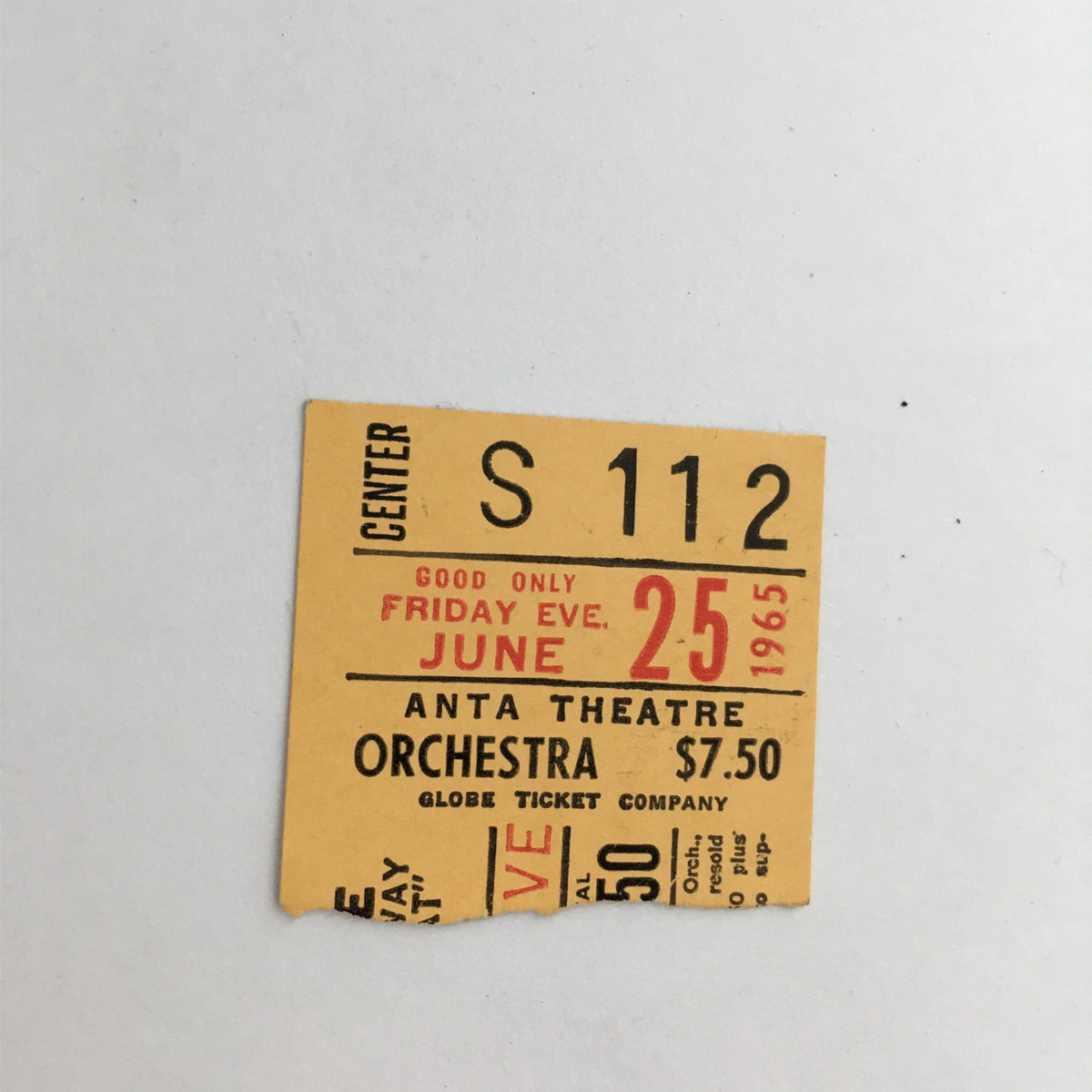 1965 Playbill for The Owl And The Pussycat by Arthur Storch includes a ticket from Anta Theatre for June 25, 1965, priced at $7.50.