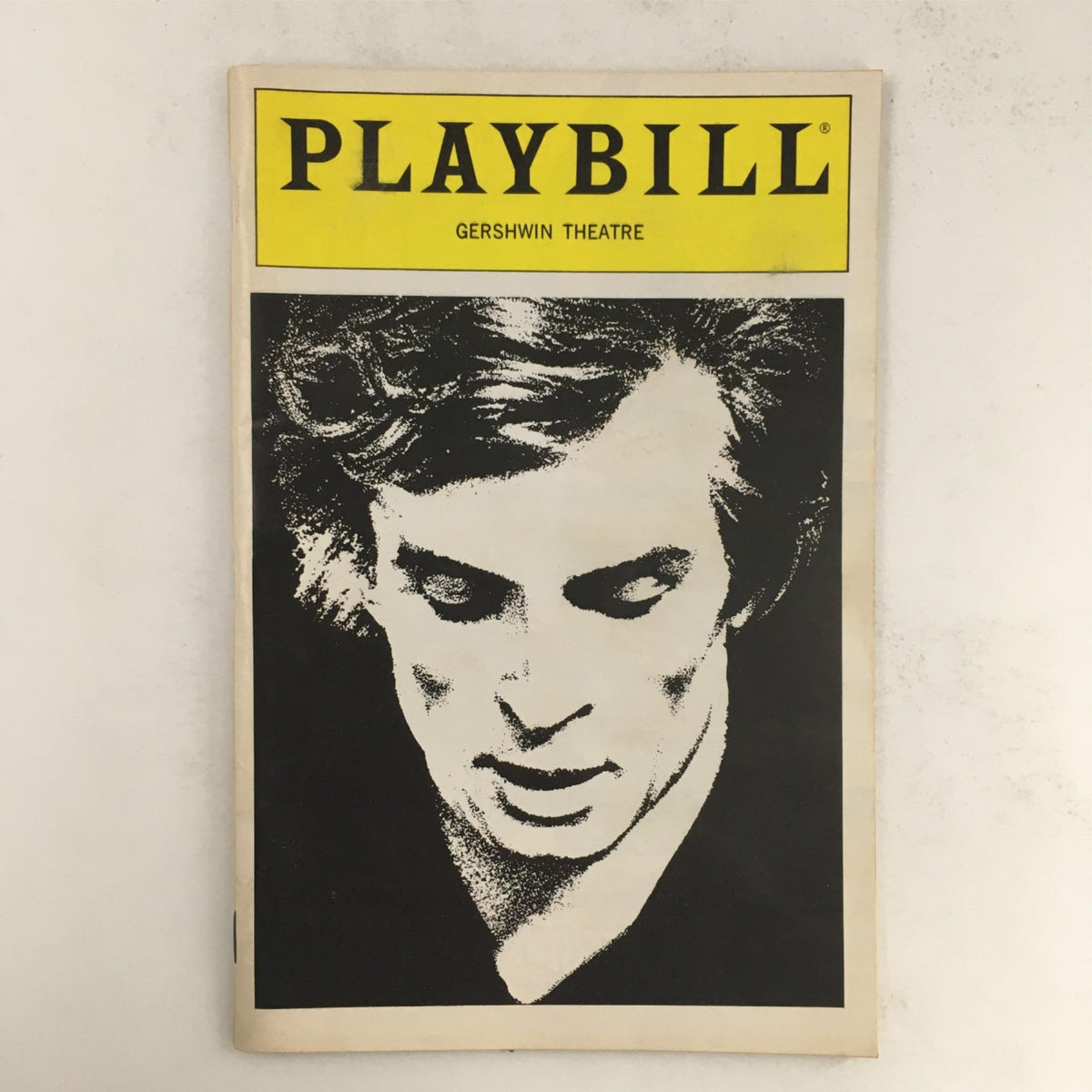 1984 Playbill for Nureyev and Friends at Gershwin Theatre featuring a striking black and white cover image of a male figure with intense gaze.