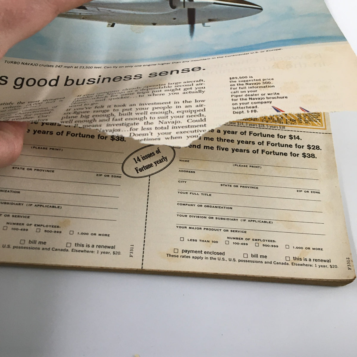 Inside view of VTG Fortune Magazine June 1967 detailing subscription offers and advertisements, emphasizing business trends of the 1960s.
