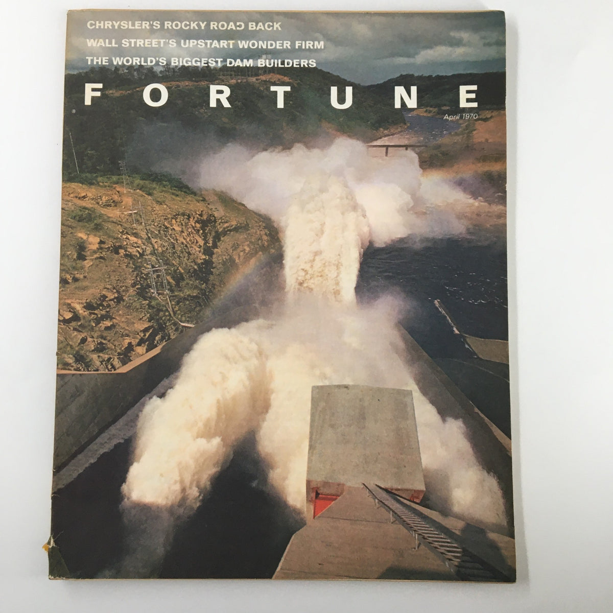VTG Fortune Magazine April 1970 cover featuring the headline 'Chrysler's Rocky Road Back' and related articles.