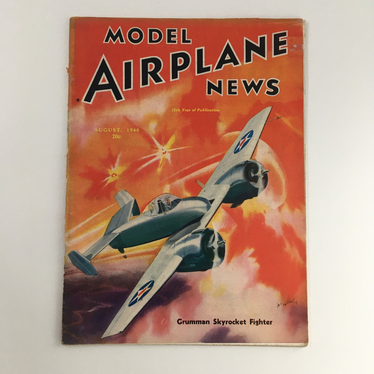 Model Airplane News Magazine August 1940 Grumman Skyrocket Fighter, No Label