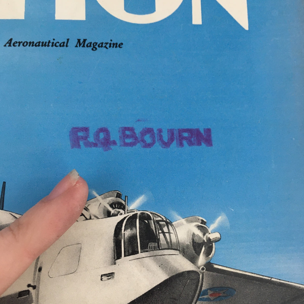 Cover of Aviation Magazine January 1941 featuring the title and a vintage illustration of a Navy patrol bomber with a visible handwritten name stamped on it, highlighting the Twin Wasps engine.