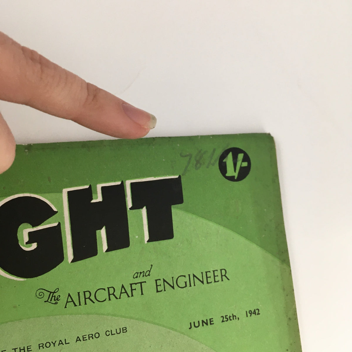 Corner of the Flight & The Aircraft Engineer Magazine cover dated June 25, 1942, showing the publication details and date along with vintage graphics.