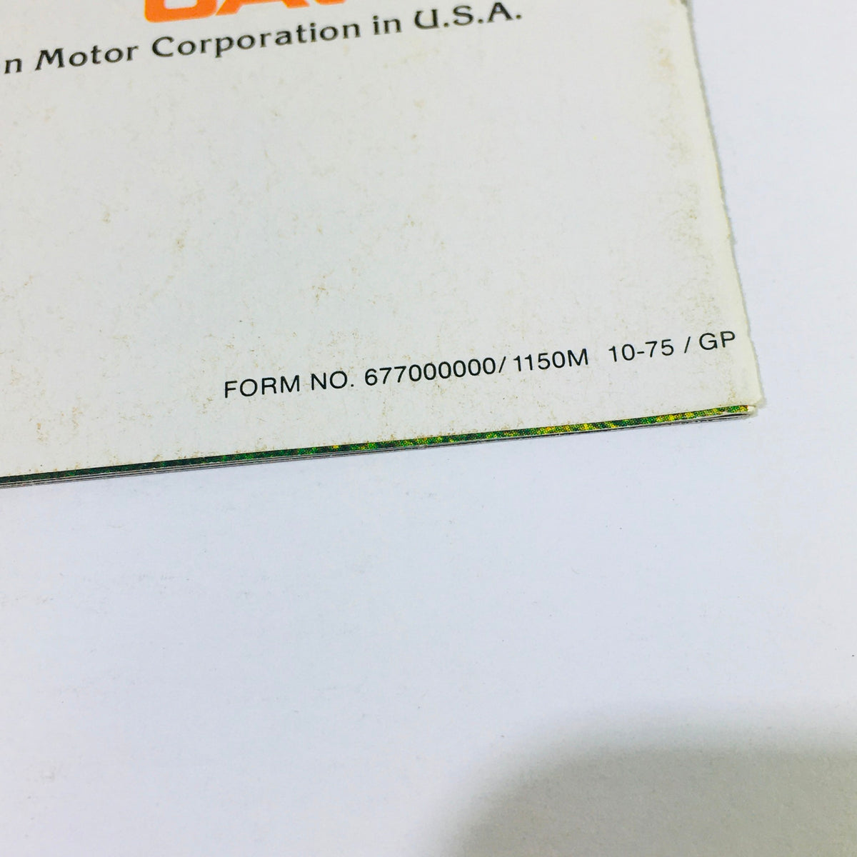 1976 Datsun 280-Z/MSA GTU Dealership Car Auto Brochure Catalog back cover featuring the Datsun logo and form information relevant to the 1975 model year.