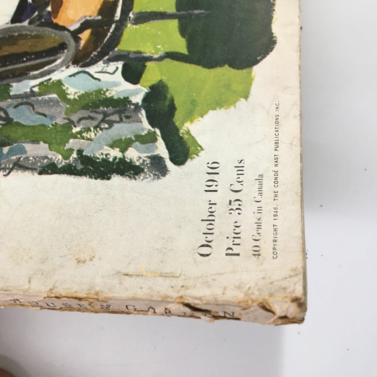 Cover of VTG House & Garden Magazine October 1946 featuring prize-winning houses, showcasing vibrant artwork and design elements from the post-war era.