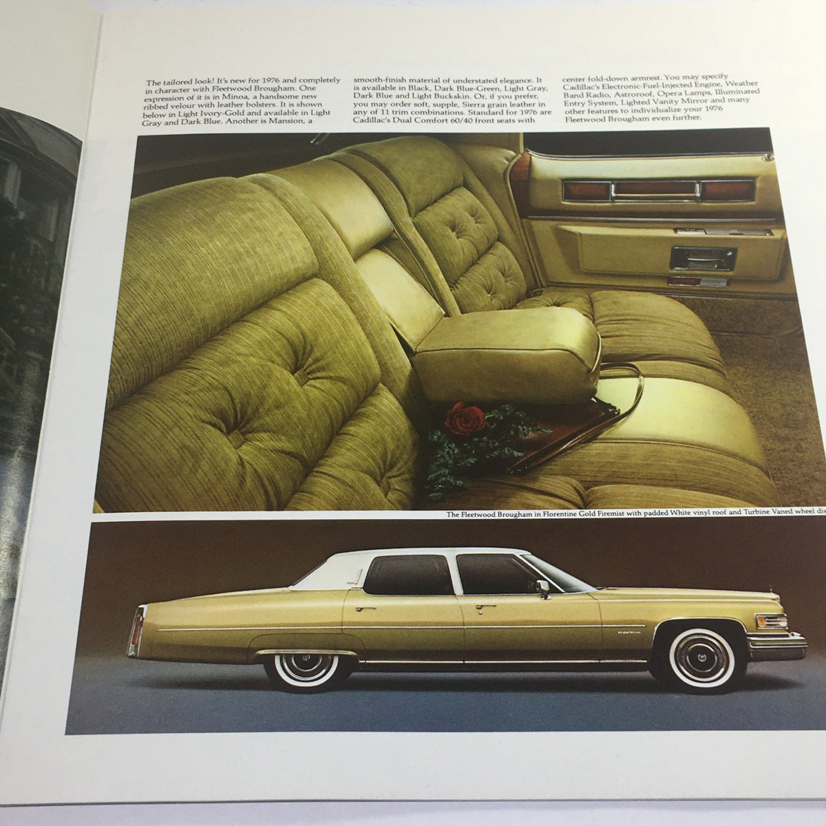 Interior of the 1976 Cadillac Seville and El Dorado showcasing luxurious seating arrangement and design.