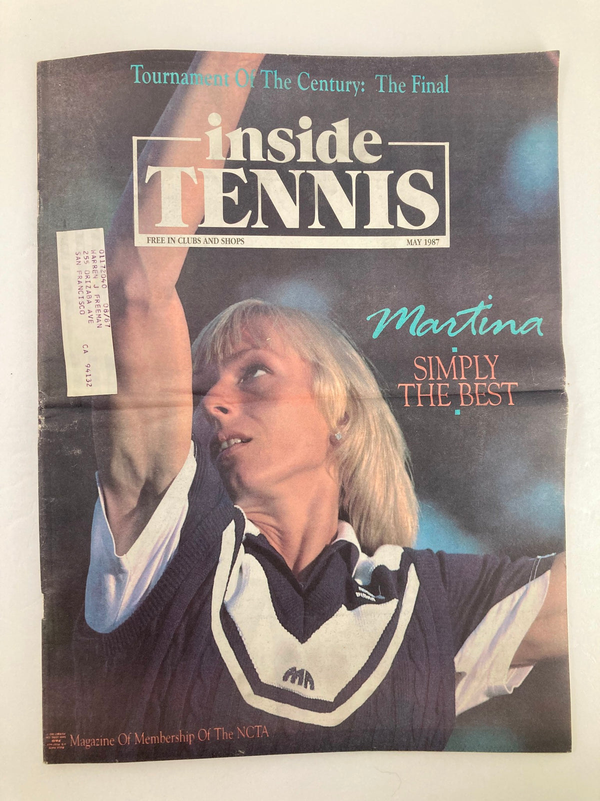 Cover of the May 1987 issue of Inside Tennis Magazine featuring Martina Navratilova with the title 'Martina Simply the Best' and insights on her tennis career.