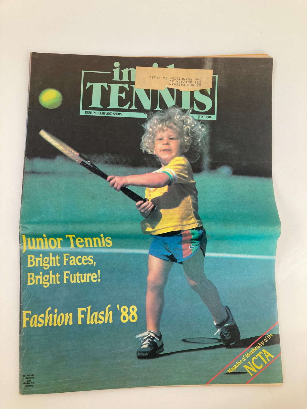 Cover of Inside Tennis Magazine June 1988 featuring a young tennis player with curly hair, captioned 'Junior Tennis - Bright Faces, Bright Future!'. The magazine highlights the excitement of junior tennis during the late 1980s.
