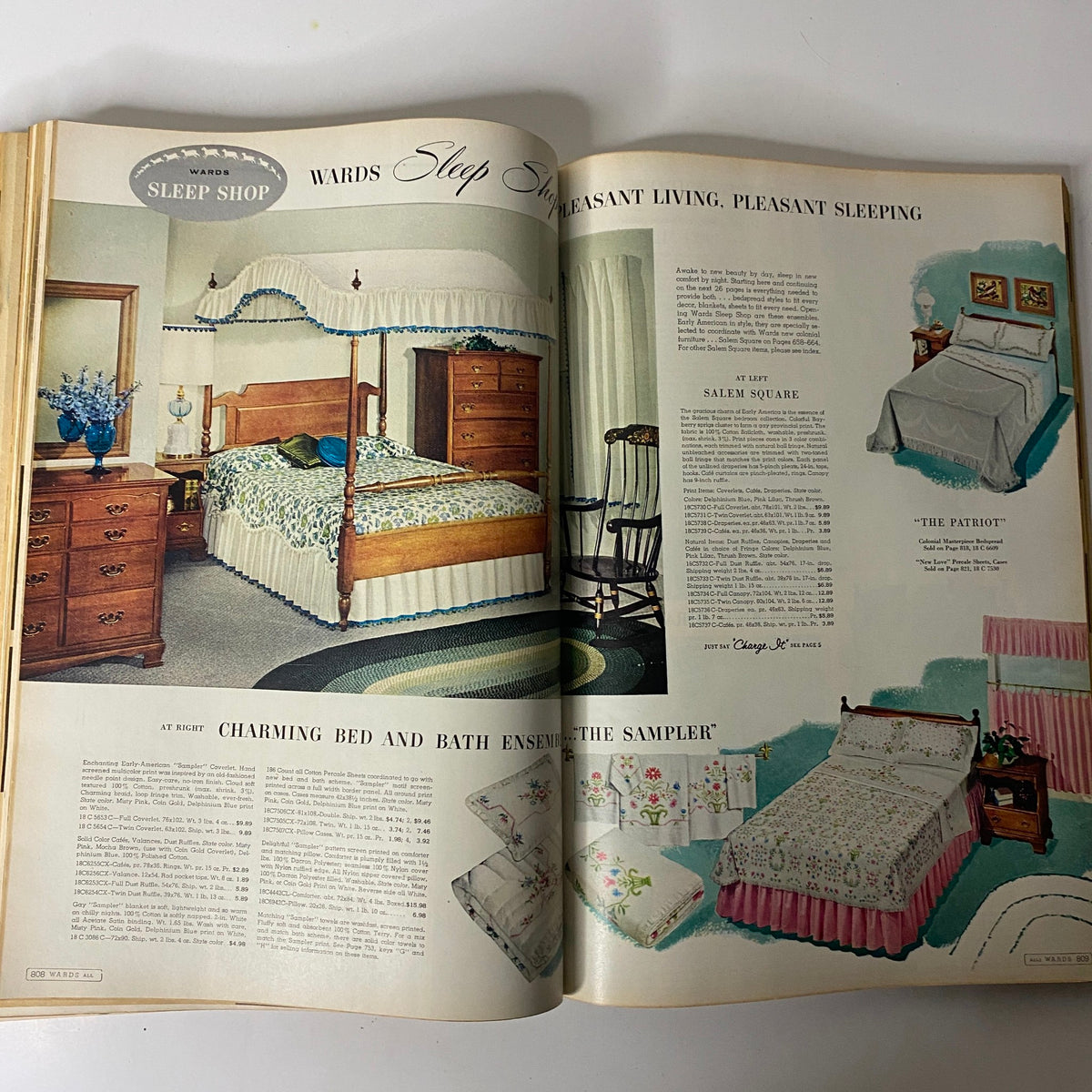 Another page from the 1960 Montgomery Ward Fall and Winter Catalog, highlighting charming bedroom furniture and bedding ensembles with detailed descriptions.