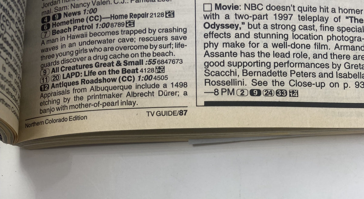 TV Guide Magazine May 17, 1997 featuring listings including 'L.A.P.D.: Life on the Beat' and 'All Creatures Great and Small', showcasing details from the magazine's contents.
