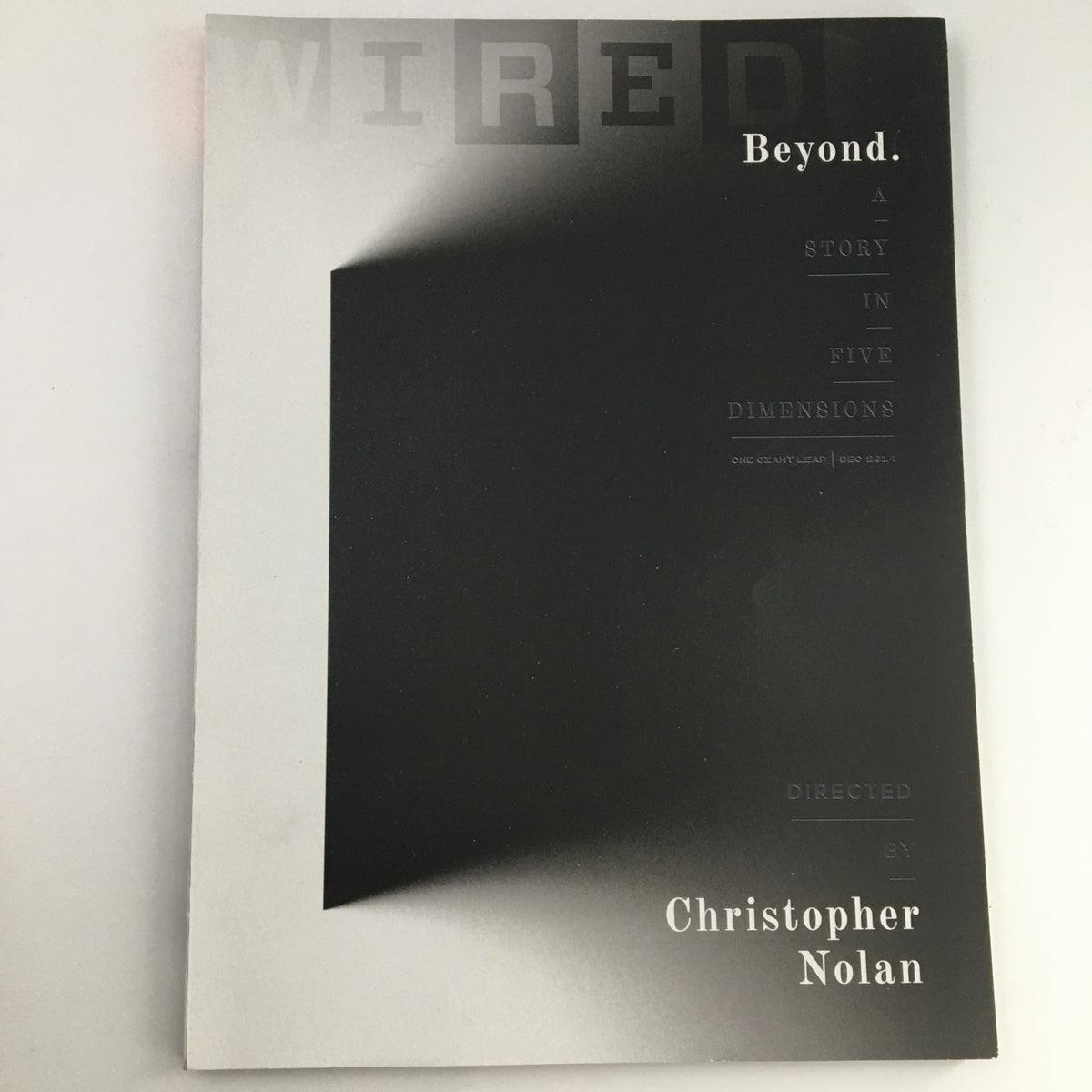 Cover of Wired Magazine December 2014 featuring 'A Story in Five Dimensions' by Christopher Nolan.
