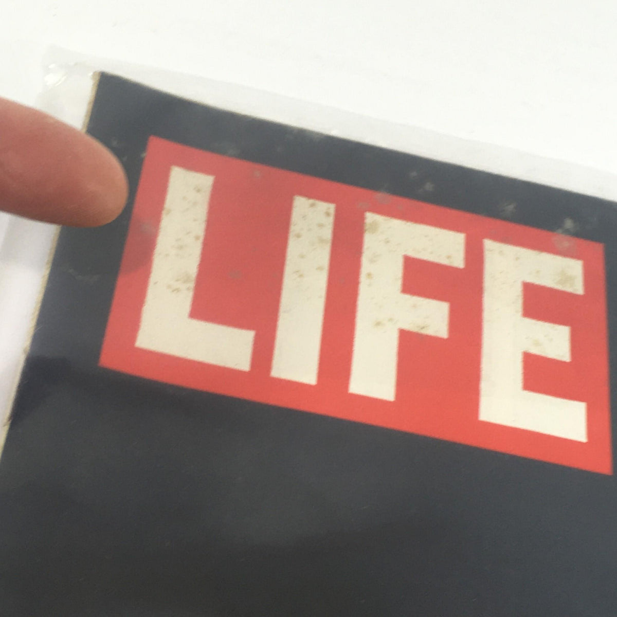 Close-up of the 'LIFE' logo from the June 18, 1965 issue of Life Magazine featuring the cover story 'The Space Walk Over Lower California'. This vintage magazine cover showcases the iconic branding of Life Magazine.