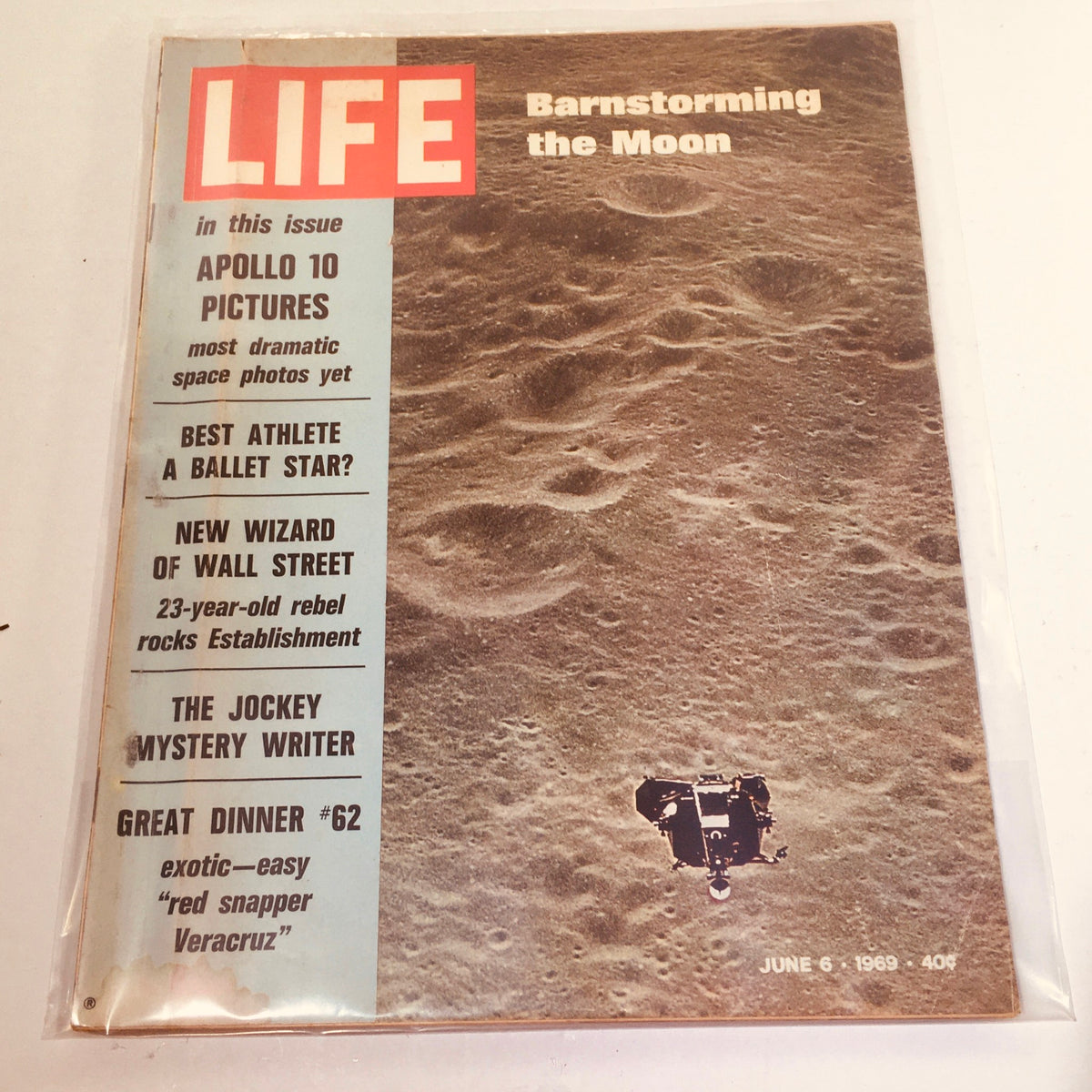 VTG Life Magazine: June 6 1969 featuring Barnstorming the Moon cover with Apollo 10 imagery and magazine highlights.