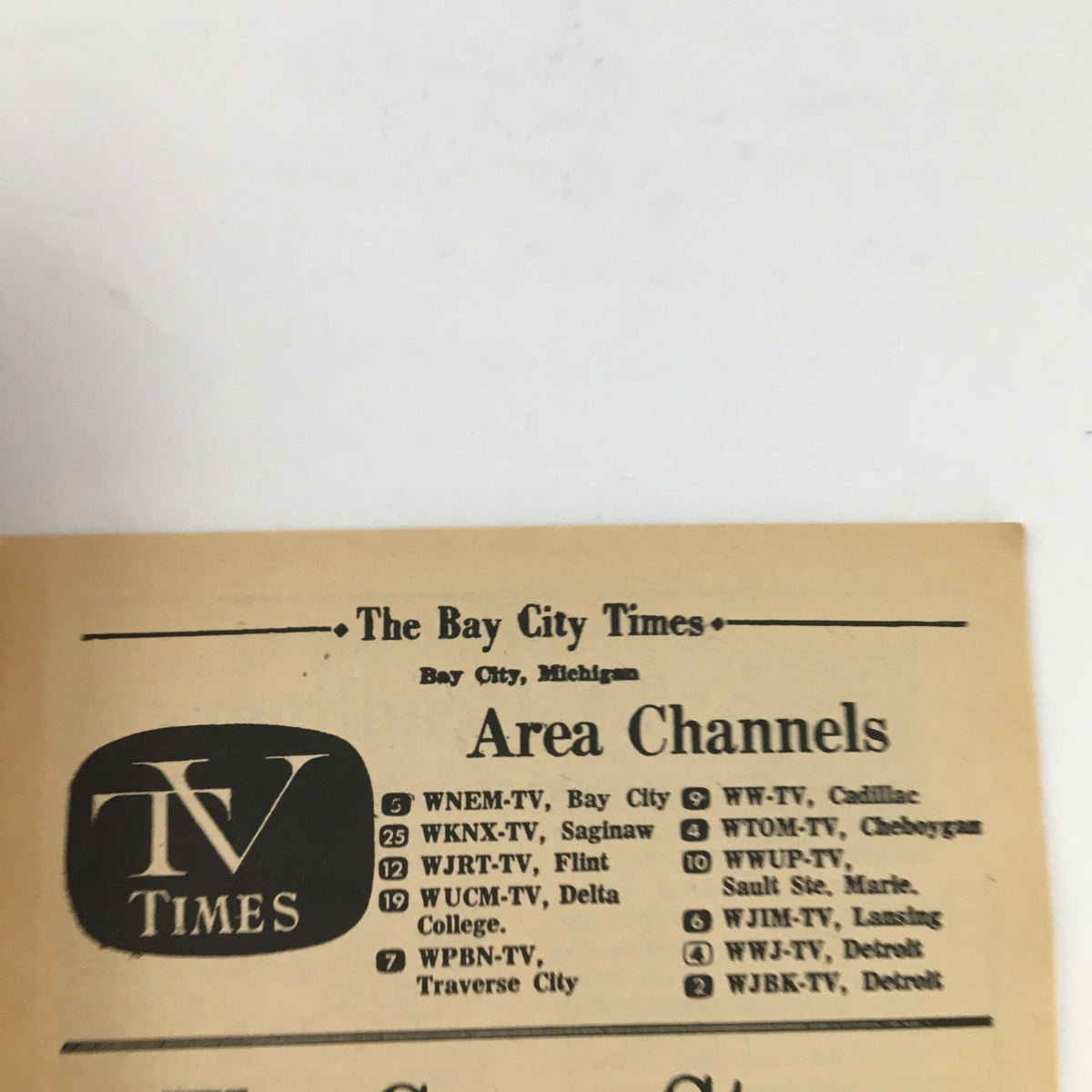 Page from TV Times Bay City Michigan August 13-19 1967 showing area television channels in Bay City, Michigan.