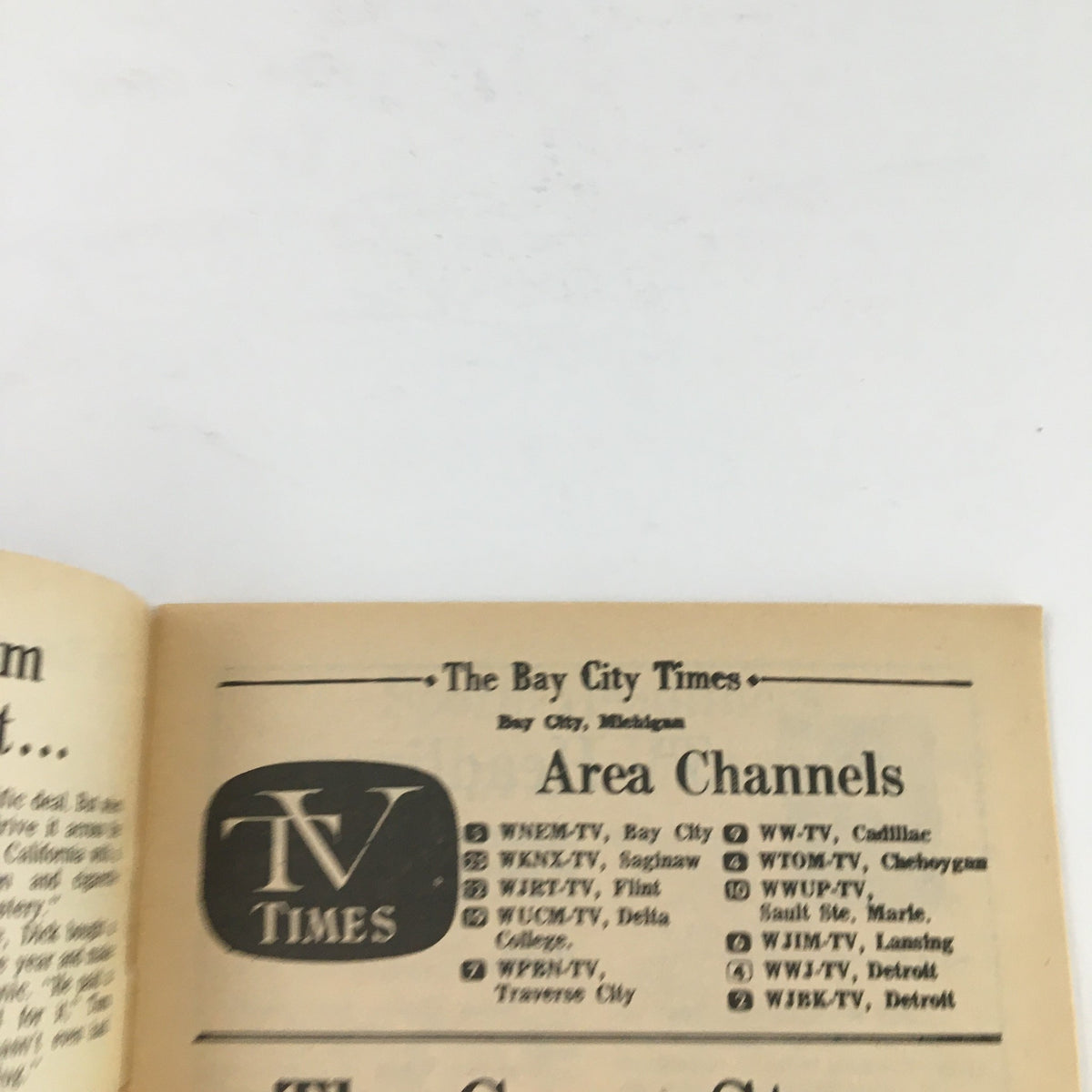 Interior page of TV Times Bay City Michigan September 10-16, 1967 displaying area television channels and listings, highlighting the publication's role in television scheduling.