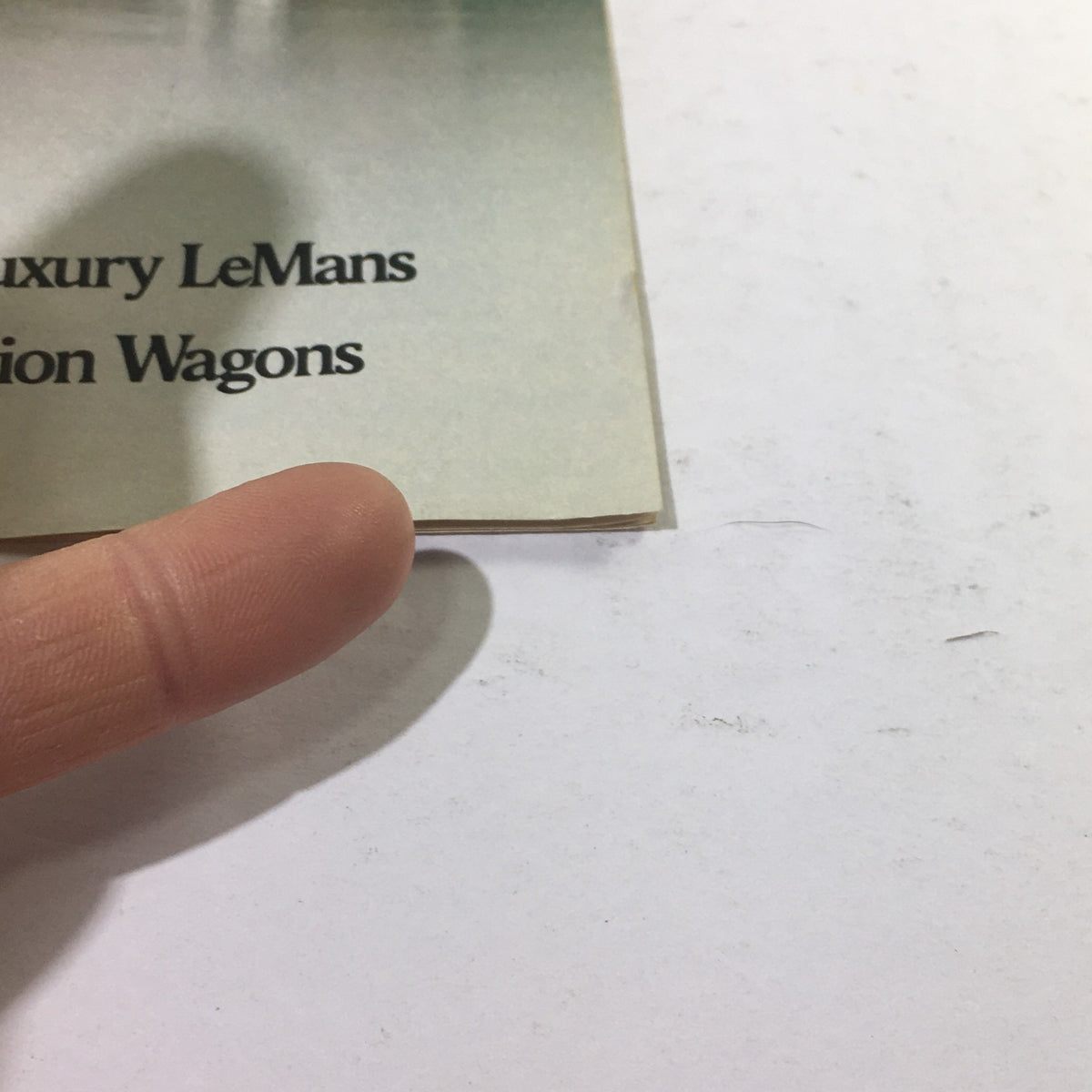 Side view of the 1973 Pontiac Grand Prix & Ville/Bonneville Dealership Car Auto Brochure Catalog showing the title page 'Luxury LeMans Station Wagons'.