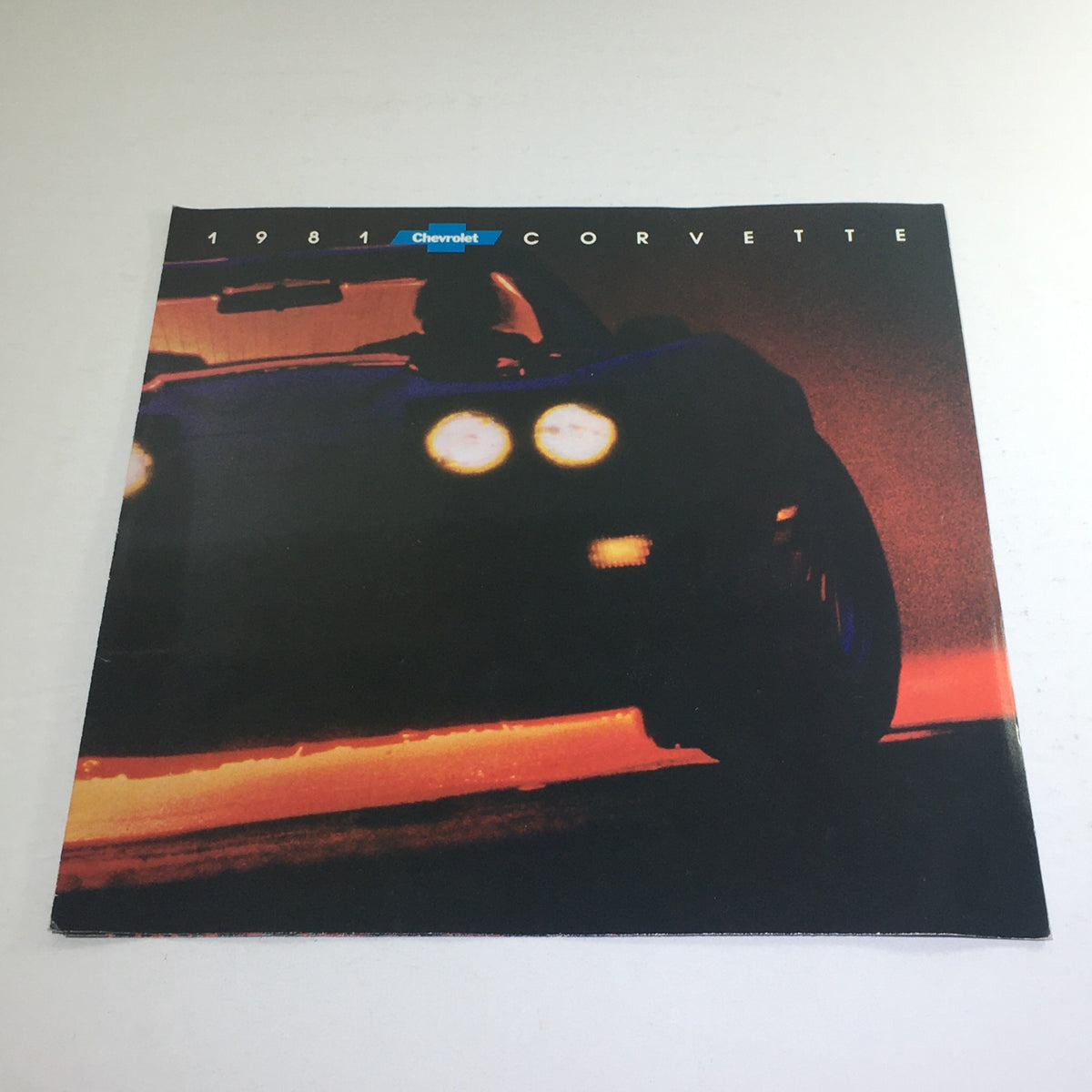 1981 Chevrolet Corvette Dealership Car Auto Brochure Catalog cover with a stylized image of a Corvette driving at night.