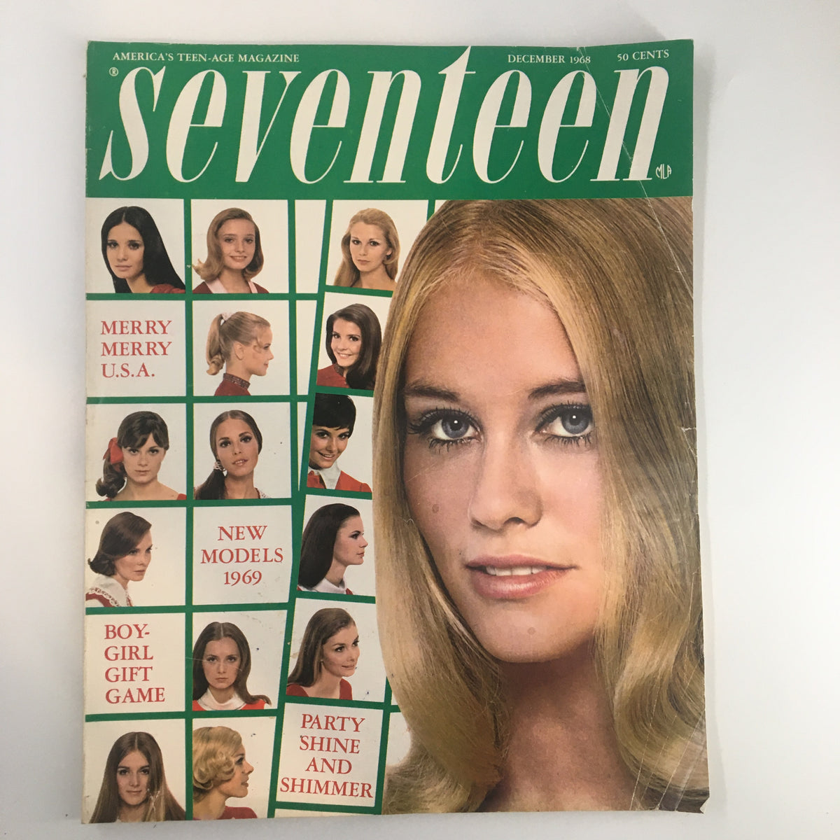 Vintage Seventeen Magazine from December 1968 featuring the theme 'Northern Cheer Adds Warmth'. Cover showcases retro hairstyles and fashion relevant to the era, perfect for collectors.