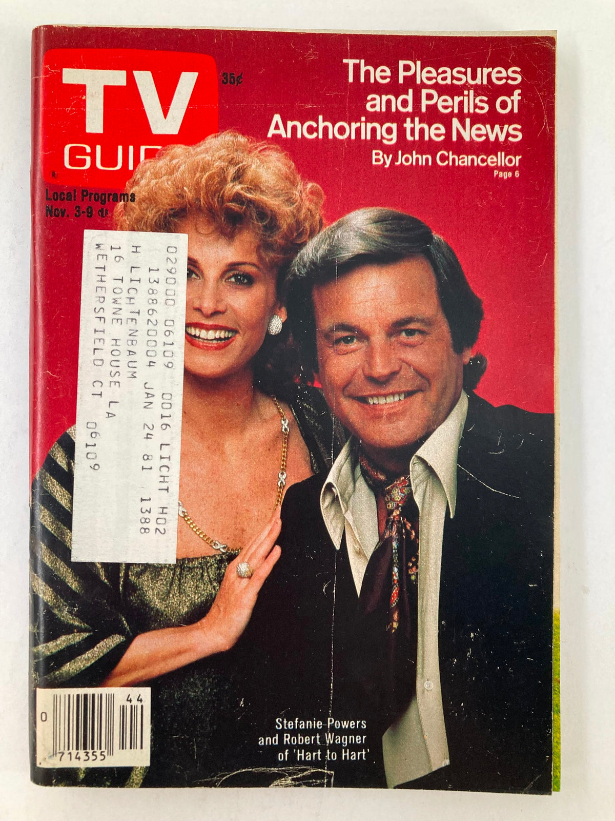 TV Guide Magazine from November 3, 1979 featuring Stefanie Powers and Robert Wagner, showcasing classic television history and vintage memorabilia.