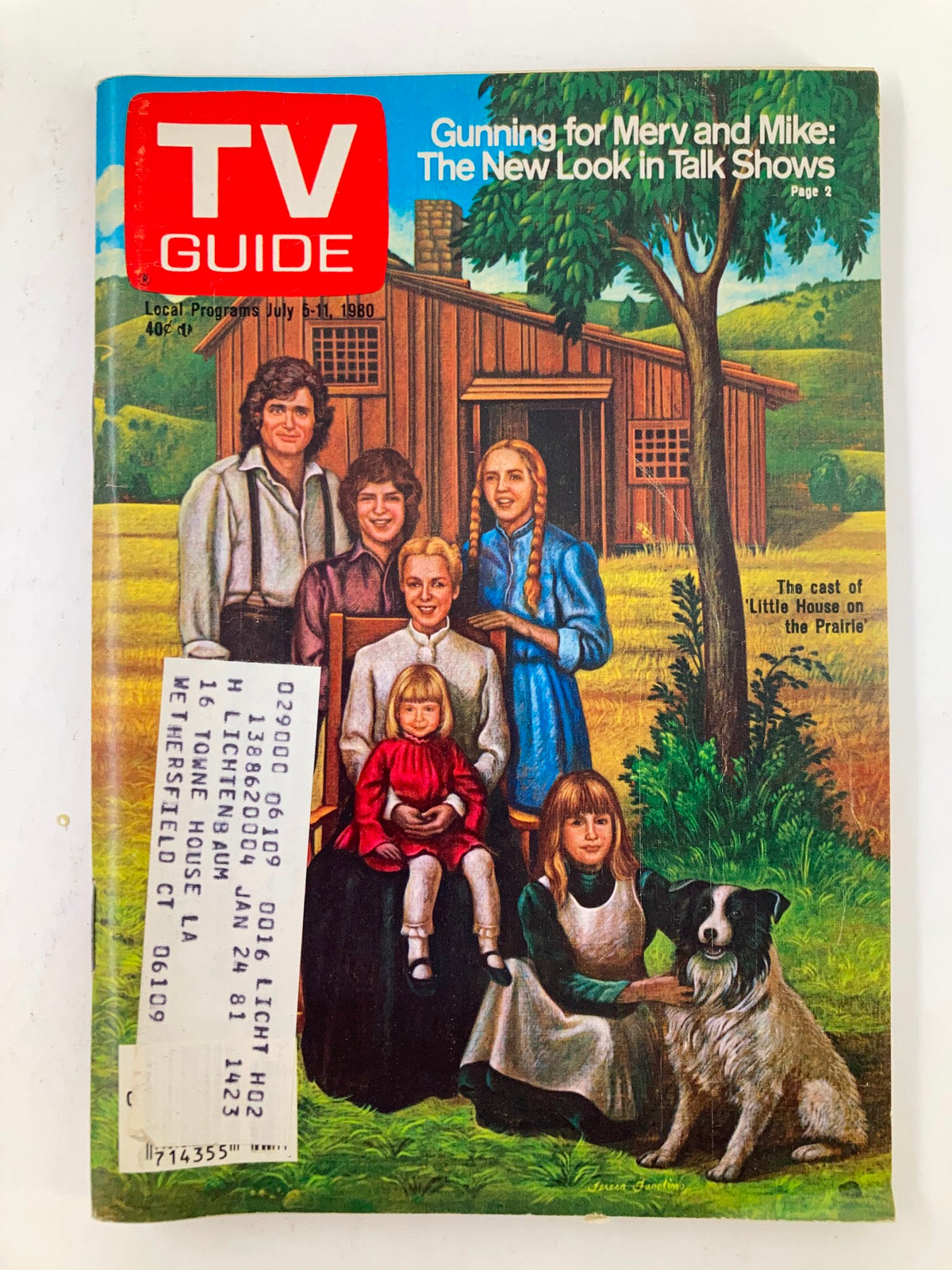 Cover of TV Guide Magazine July 5, 1980, featuring the cast of 'Little House on the Prairie' with an illustration of the show's stars set against a rustic backdrop.