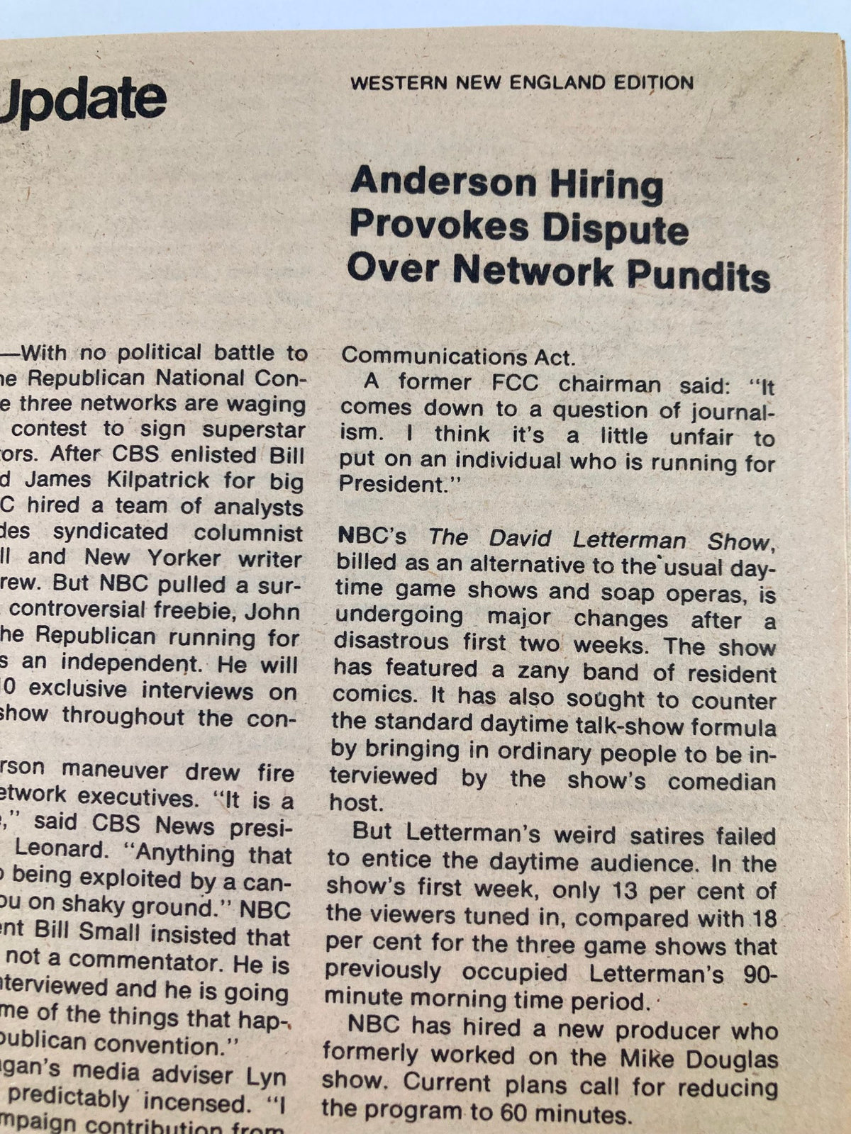 Article excerpt from TV Guide Magazine July 19 1980 #1425 focusing on television updates and industry news, capturing the essence of television journalism from the era.