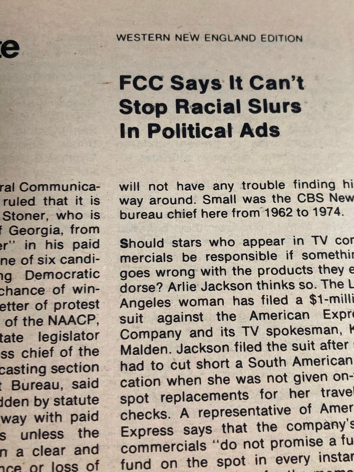 Another inside page of TV Guide Magazine August 12, 1978 #1324, displaying an article about the FCC and political ads relevant to the 1970s television landscape.