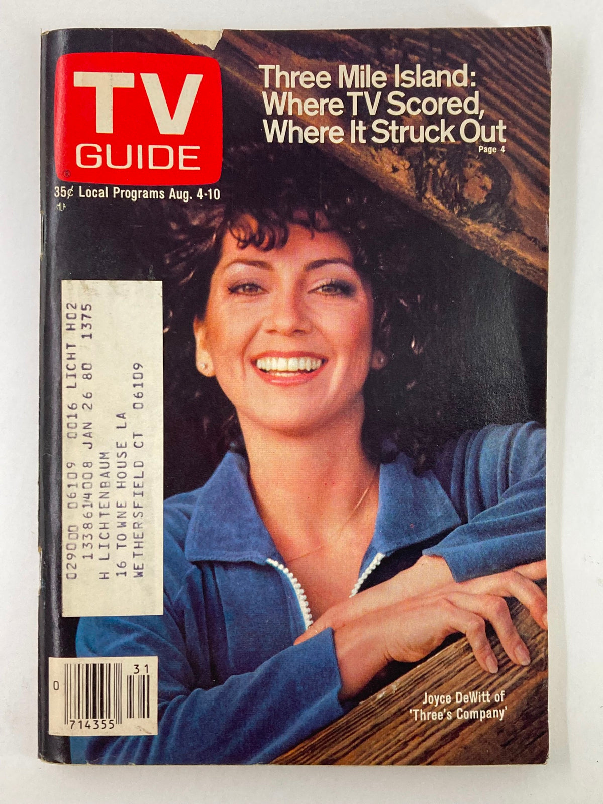 TV Guide Magazine August 4 1979 #1379 featuring Joyce DeWitt on the cover, showcasing her smiling pose and text about television programming.