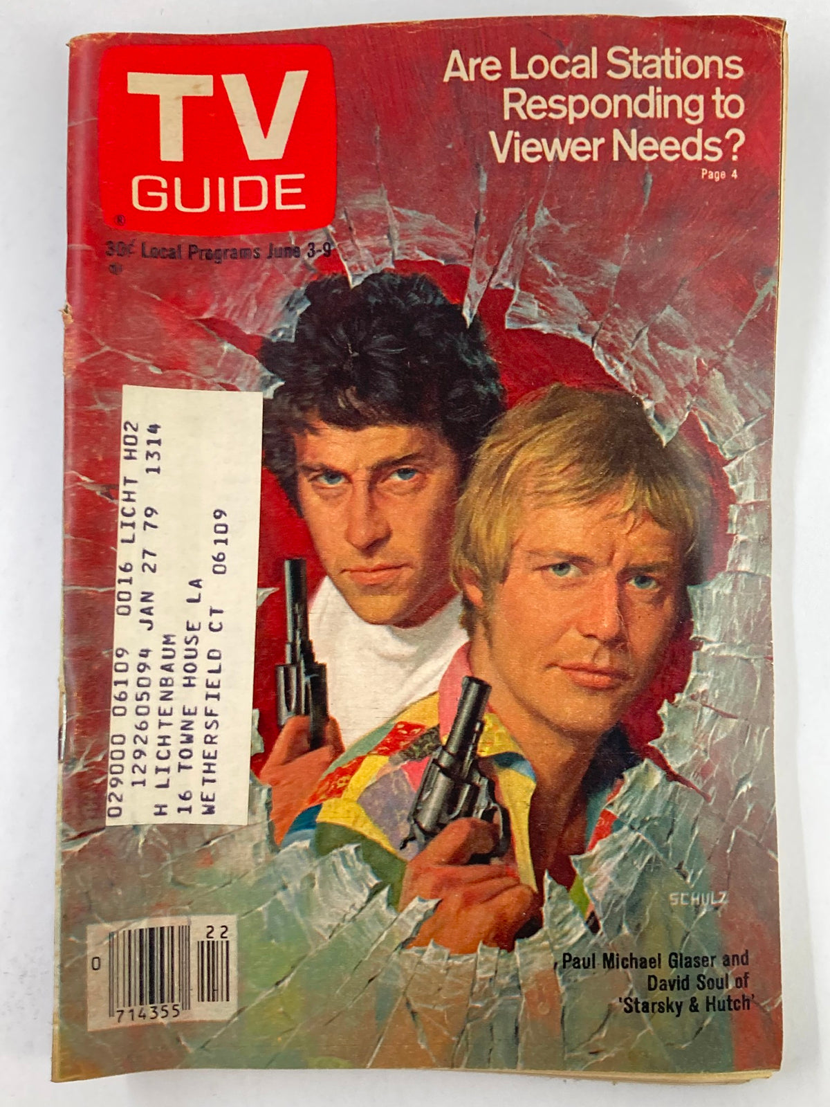 Cover of TV Guide Magazine from June 3, 1978 featuring Paul Michael Glaser and David Soul from 'Starsky & Hutch.' This Western New England Edition showcases vintage television history.