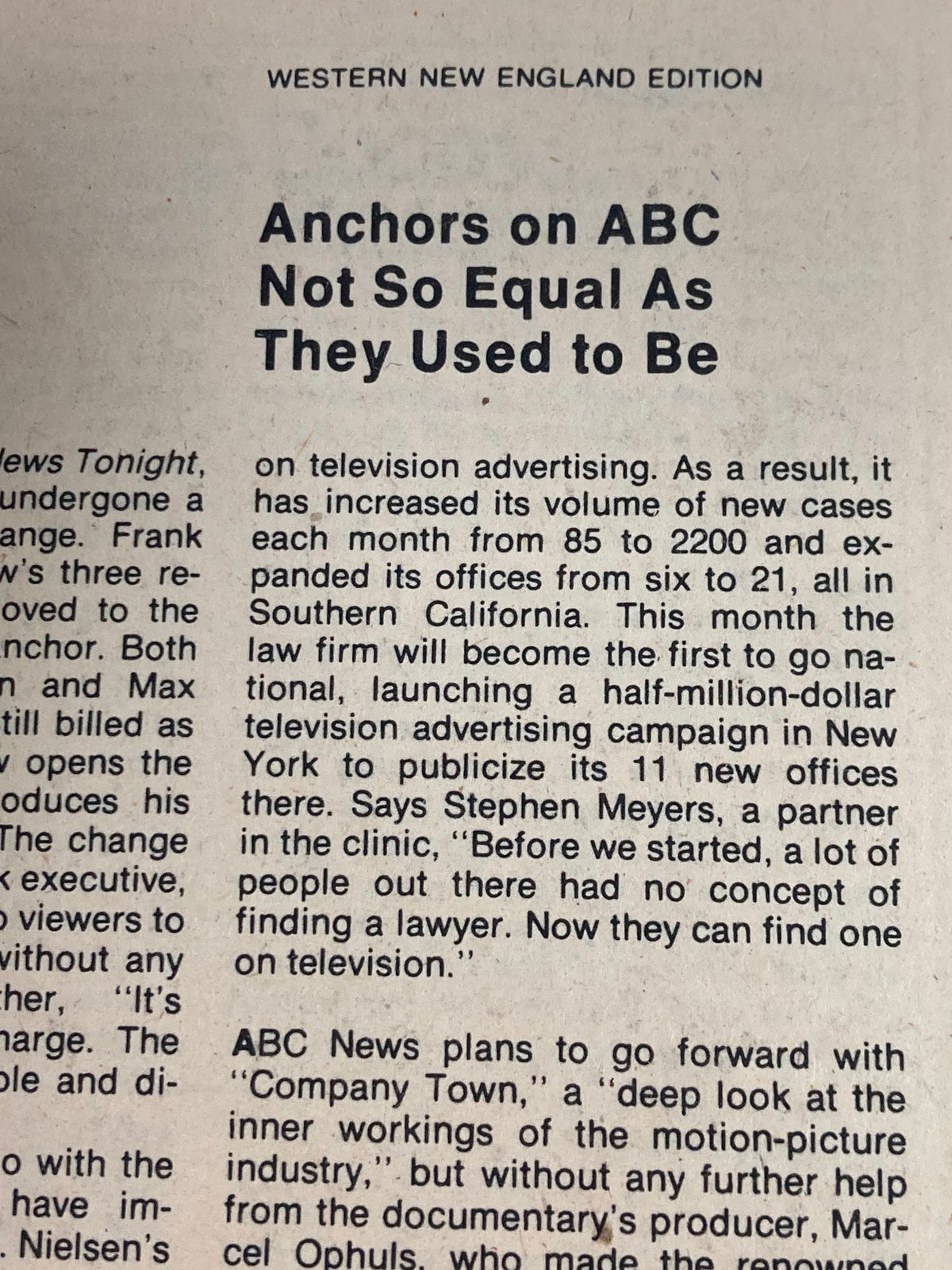 Article excerpt from the TV Guide Magazine January 20 1979 Western New England Edition discussing television advertising.