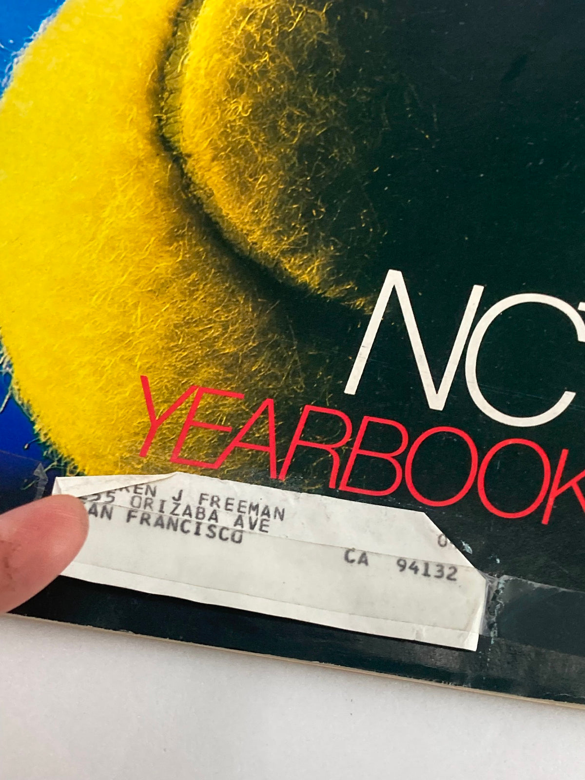 Close-up of the 'Inside Tennis Magazine January 1983' cover showing the address label, part of the NCTA Yearbook 1983 collection.