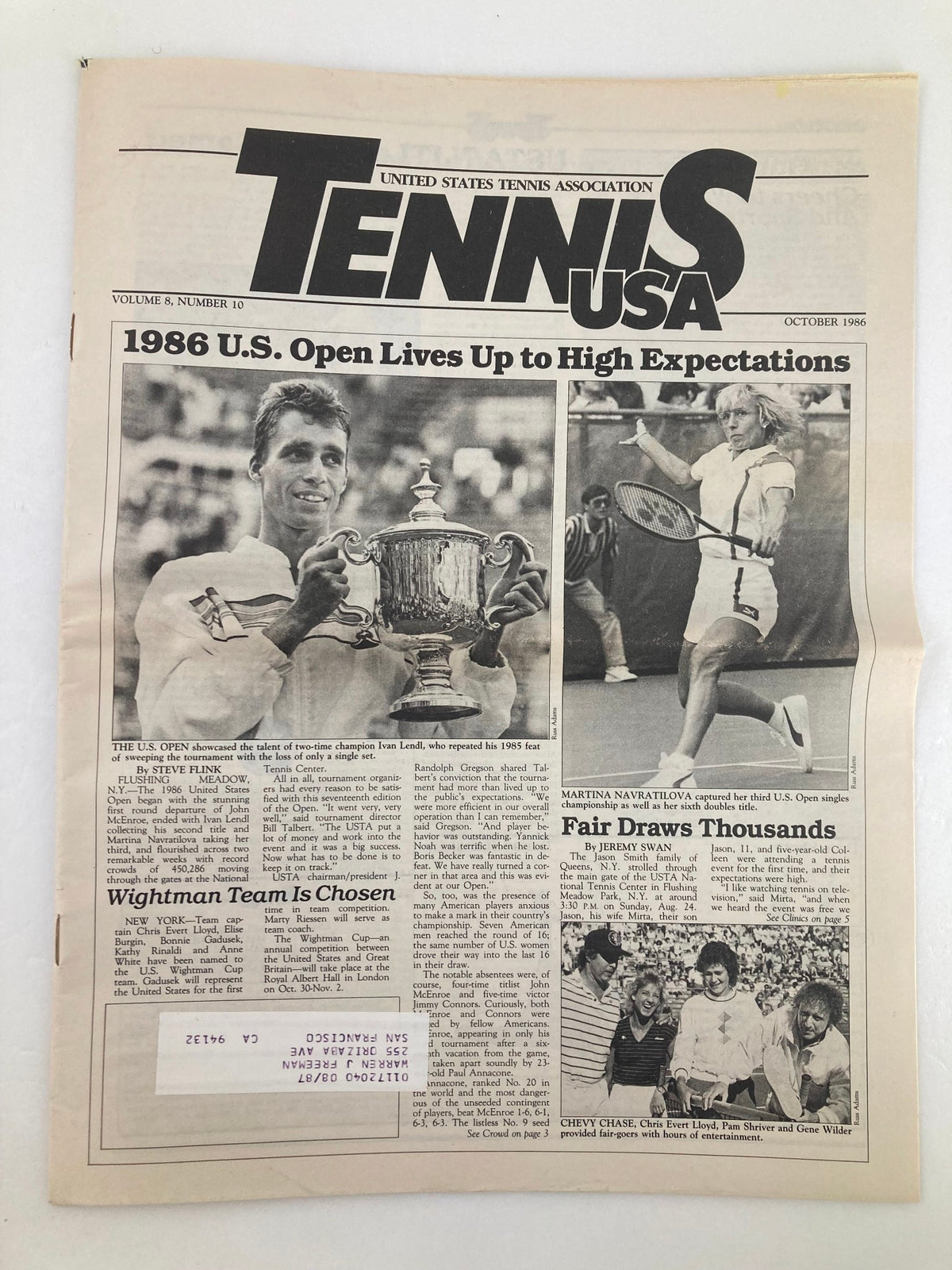 Tennis USA Mag Oct 1986 Lendl Martina