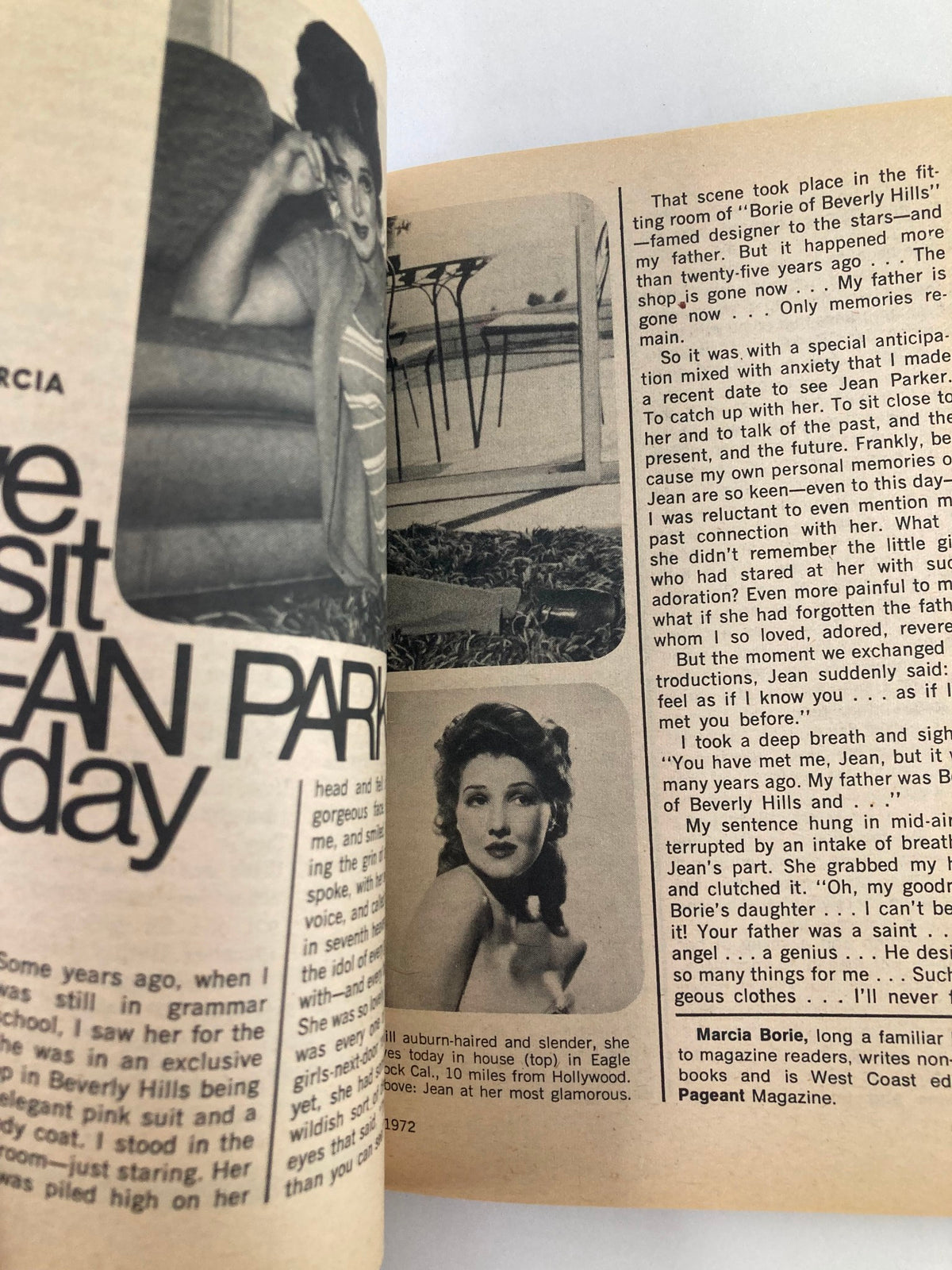 Inside view of the VTG Movie Digest Magazine November 1972 Vol 1 #6 featuring an article about Jean Parker, showcasing vintage Hollywood ambiance.