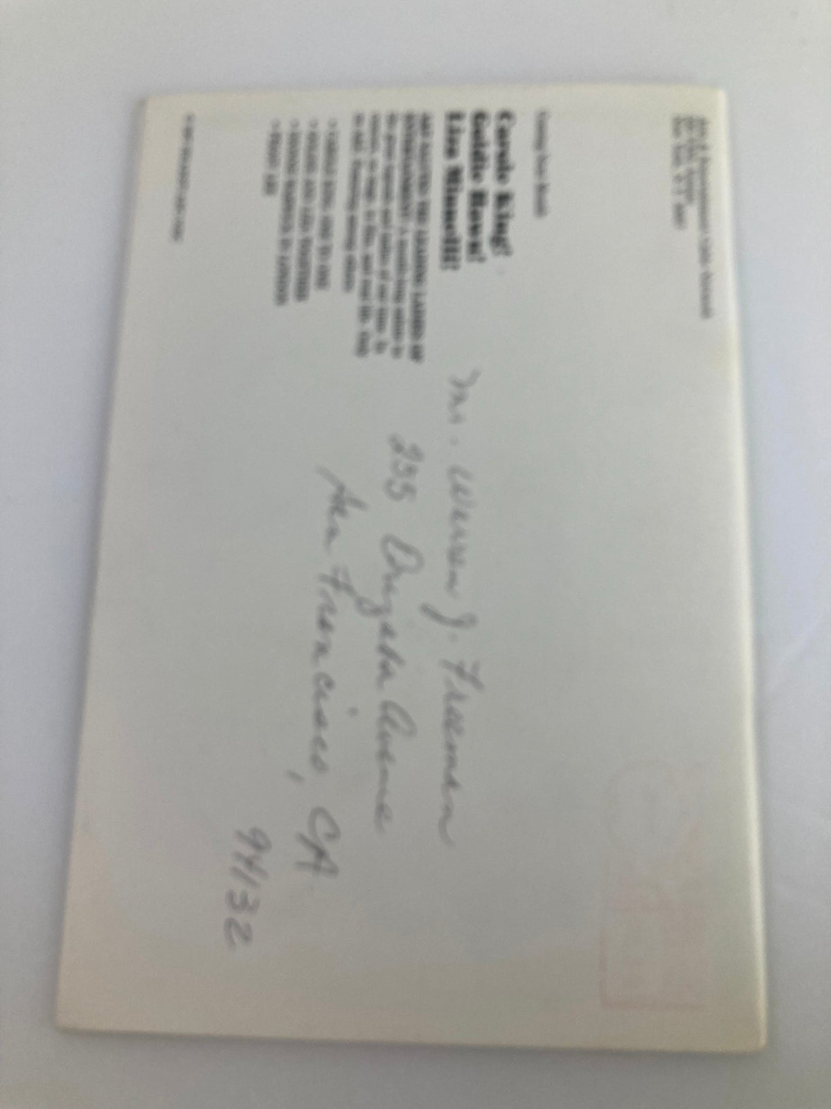 Back cover of the VTG A&E Cable Network Program Guide July 1987 Vol 2 #10 with handwritten address, featuring the magazine's details for collectors.