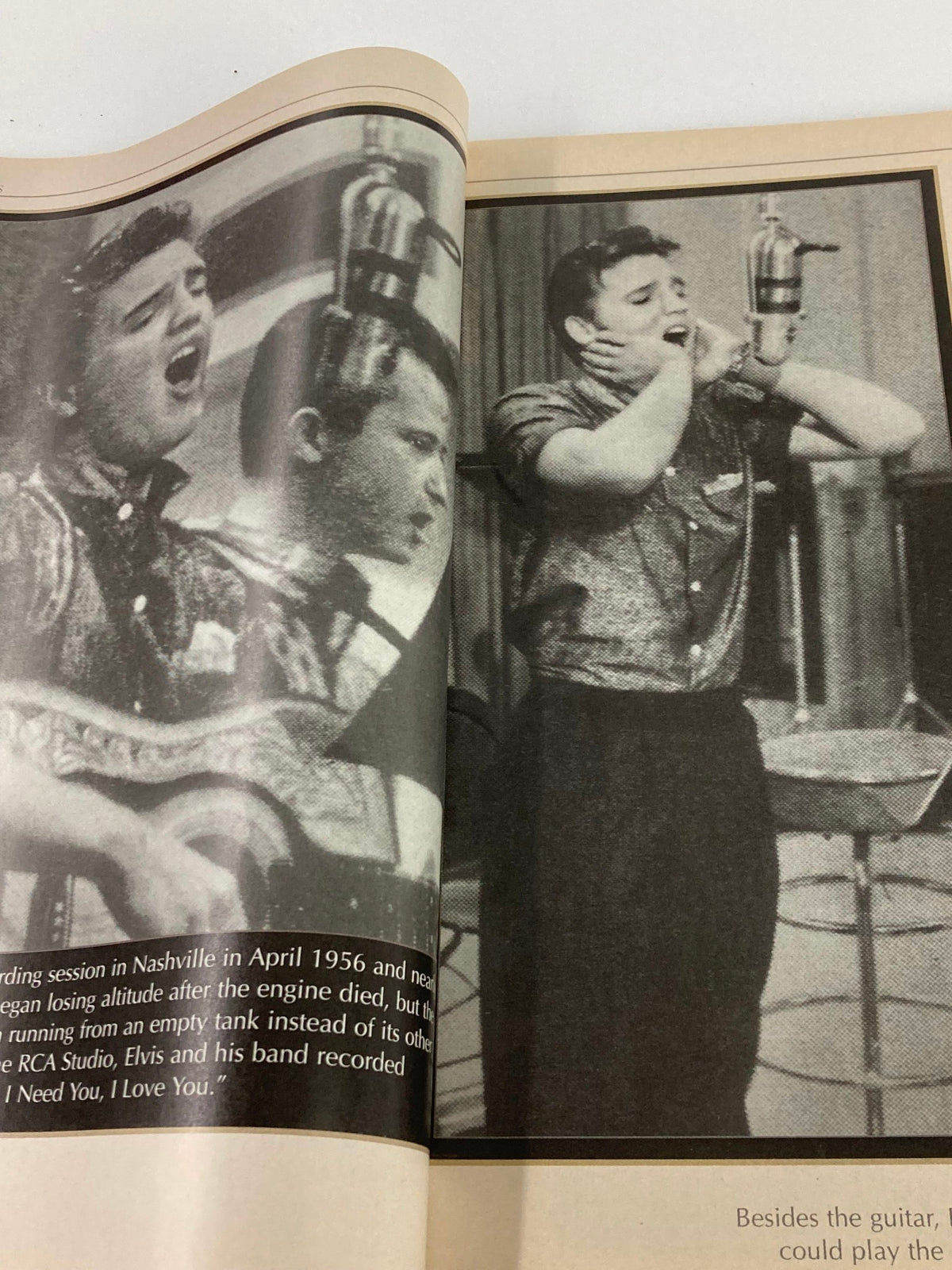 VTG Remembering Elvis Magazine 2002 - Elvis Presley singing during a recording session in Nashville, April 1956.