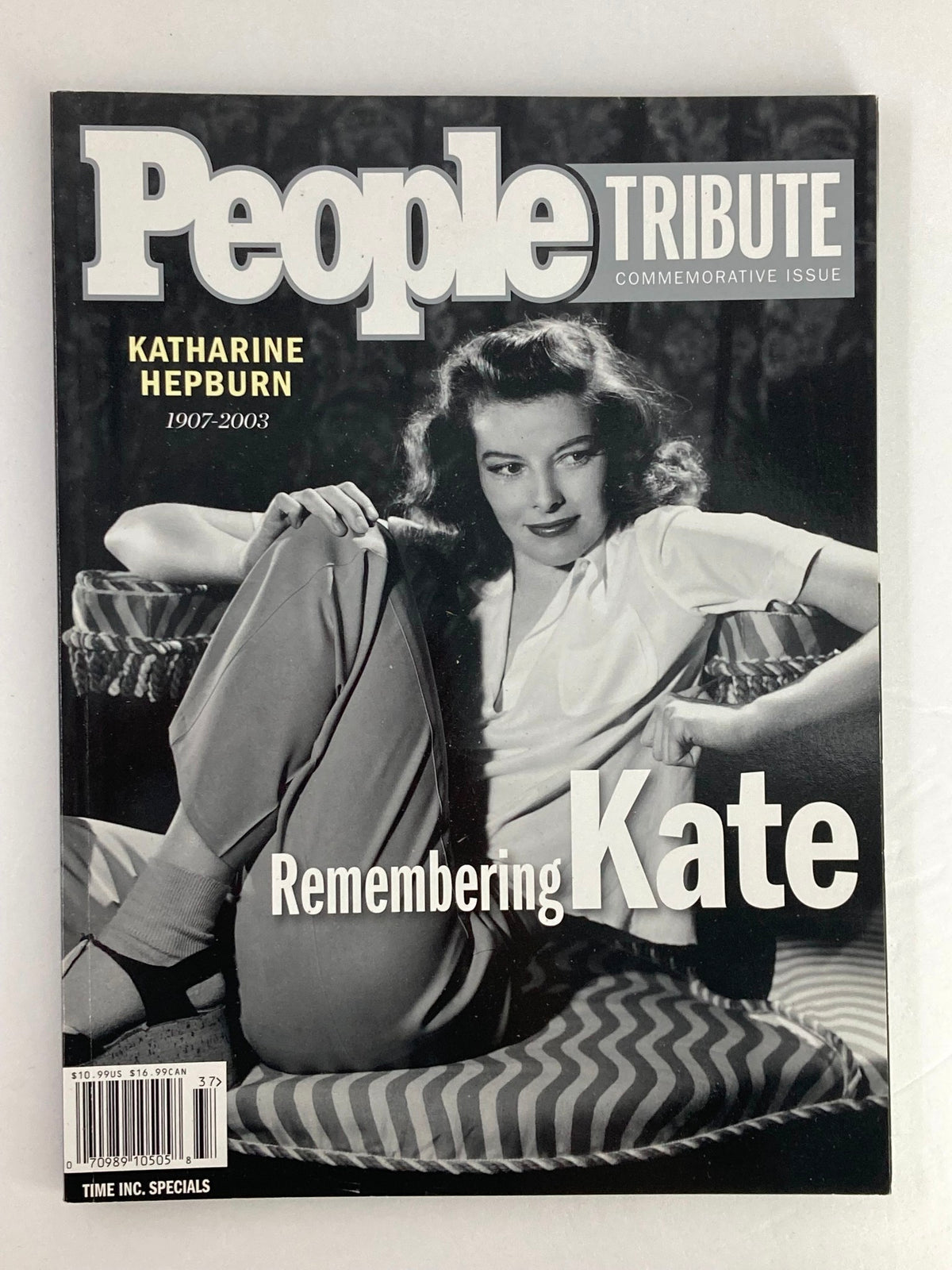 People Magazine Tribute Commemorative Issue featuring Katharine Hepburn (1907-2003) on the cover, depicting her glamorous persona with the title 'Remembering Kate'.