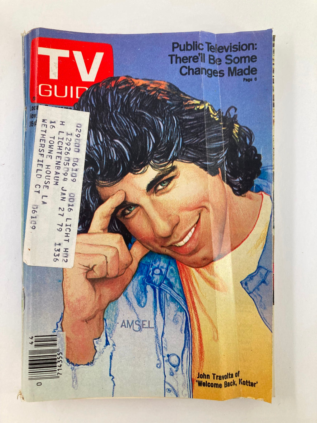 Cover of TV Guide Magazine, November 4, 1978 featuring John Travolta, highlighting the Western New England Edition. The magazine showcases Travolta's iconic look from the late 1970s.