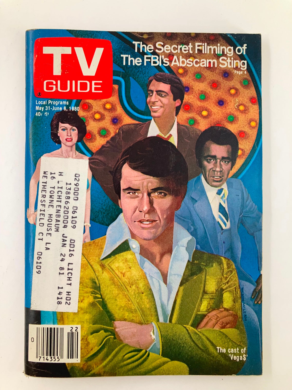 TV Guide Magazine May 31, 1980 cover featuring Bart Braverman and other cast members of the show 'Vegas', showcasing vintage television culture.