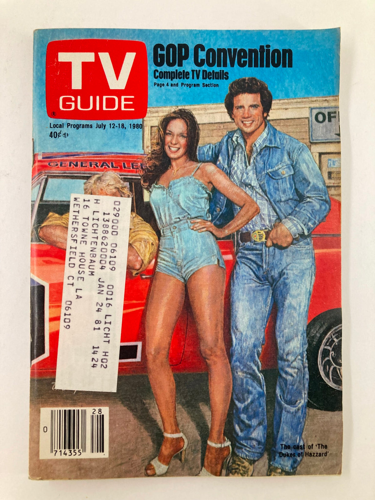 TV Guide Magazine July 12 1980 featuring John Schneider on the cover, showcasing iconic 80s television culture.