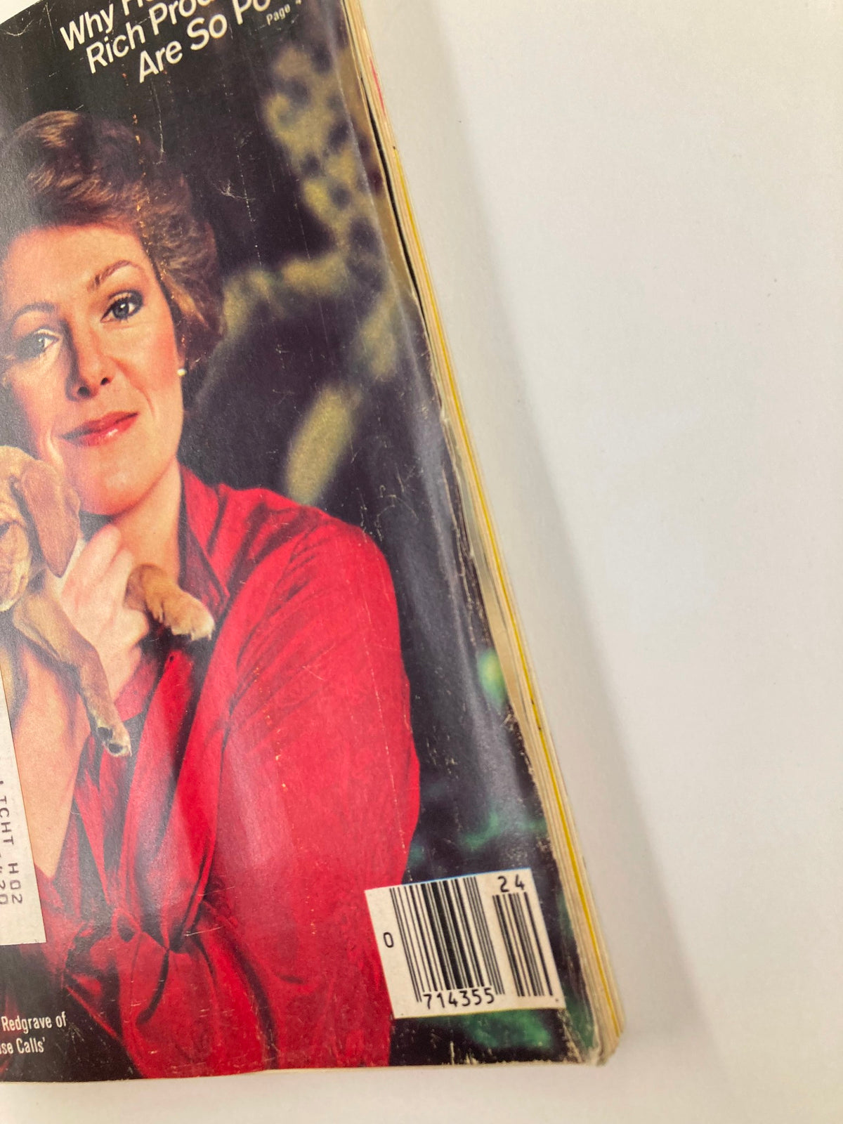 Side view of TV Guide Magazine June 14, 1980, issue #1420 featuring Lynn Redgrave on the cover. The image showcases the magazine's spine and details highlighting its vintage appearance.