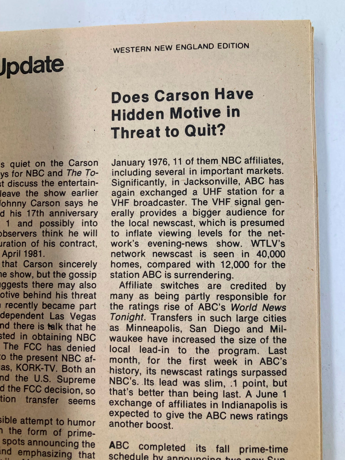 Another interior page of TV Guide Magazine May 19 1979 featuring an article discussing the television landscape and ratings, showcasing the Western New England Edition.