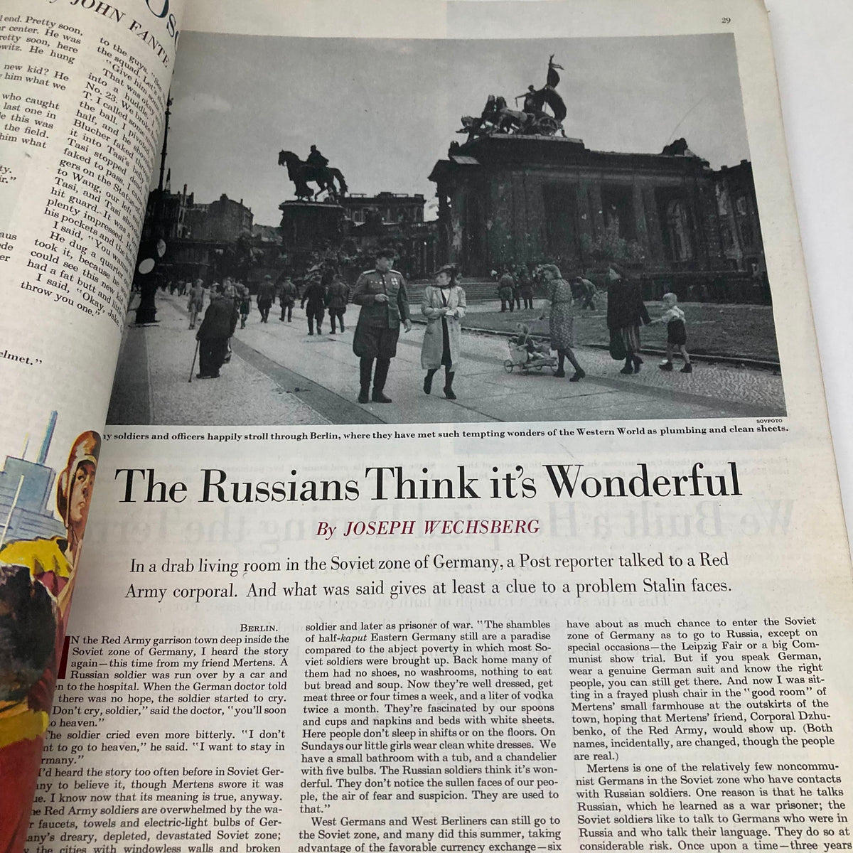 An article page from the November 4, 1950 Saturday Evening Post Magazine featuring a report on the experiences of soldiers in Berlin during a transformative time.