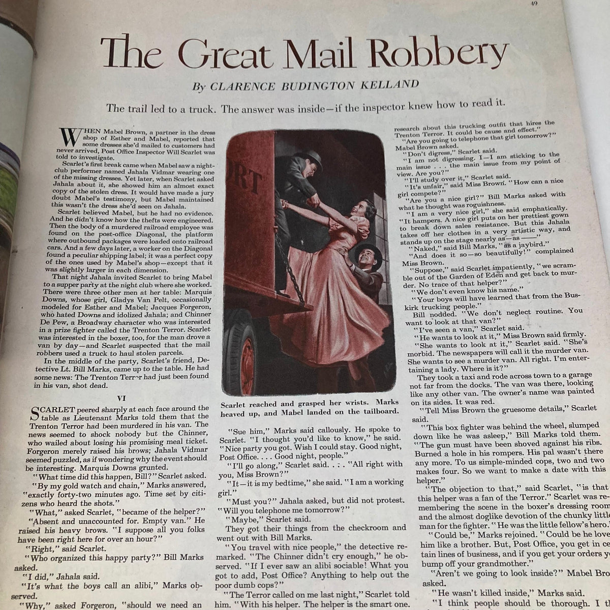 Page from Saturday Evening Post Magazine December 9 1950 showcasing an article titled 'The Great Mail Robbery' with a dramatic illustration.